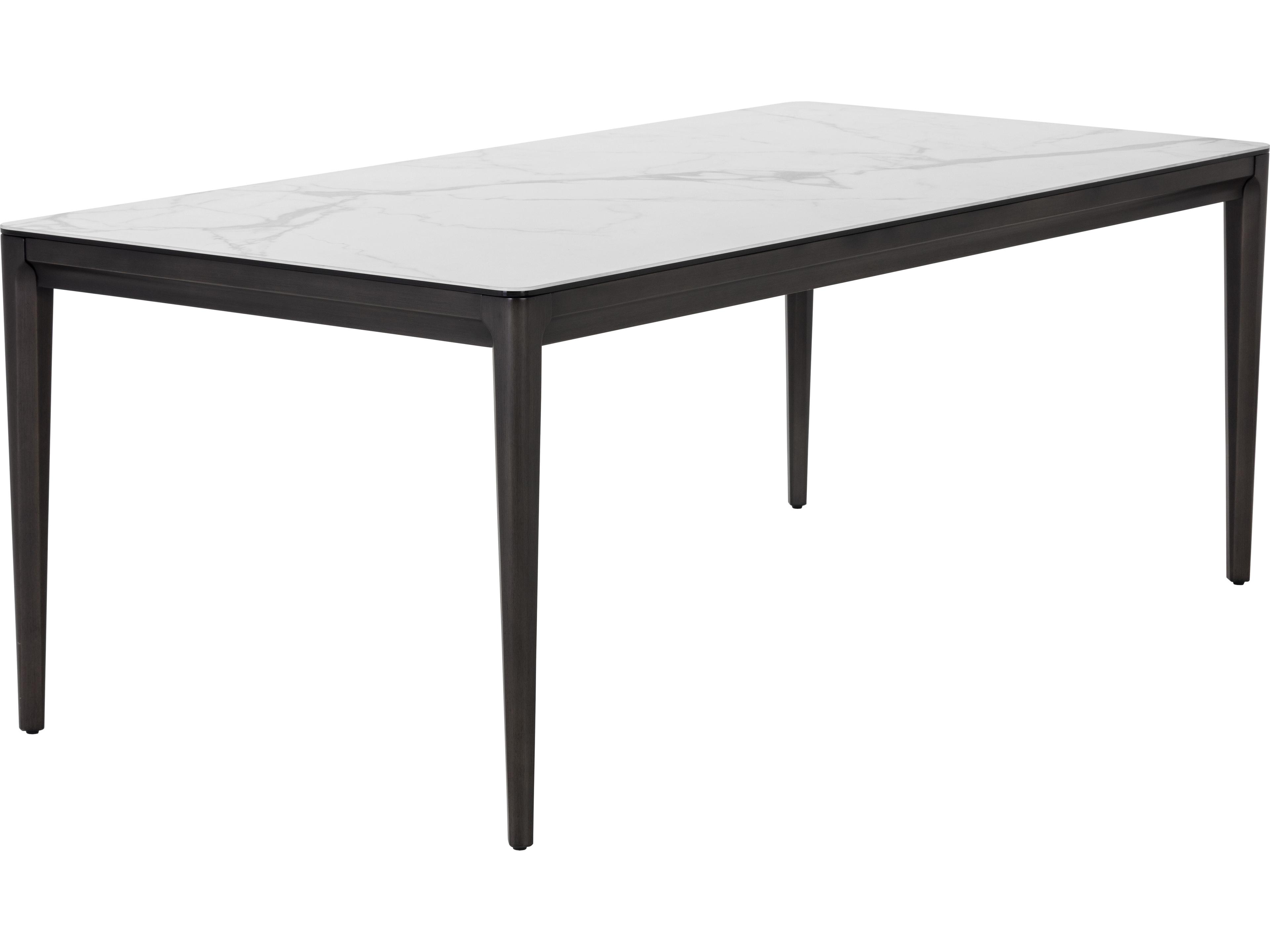 Zenn Queens Rectangular Ceramic White Dark Grey Dining Table