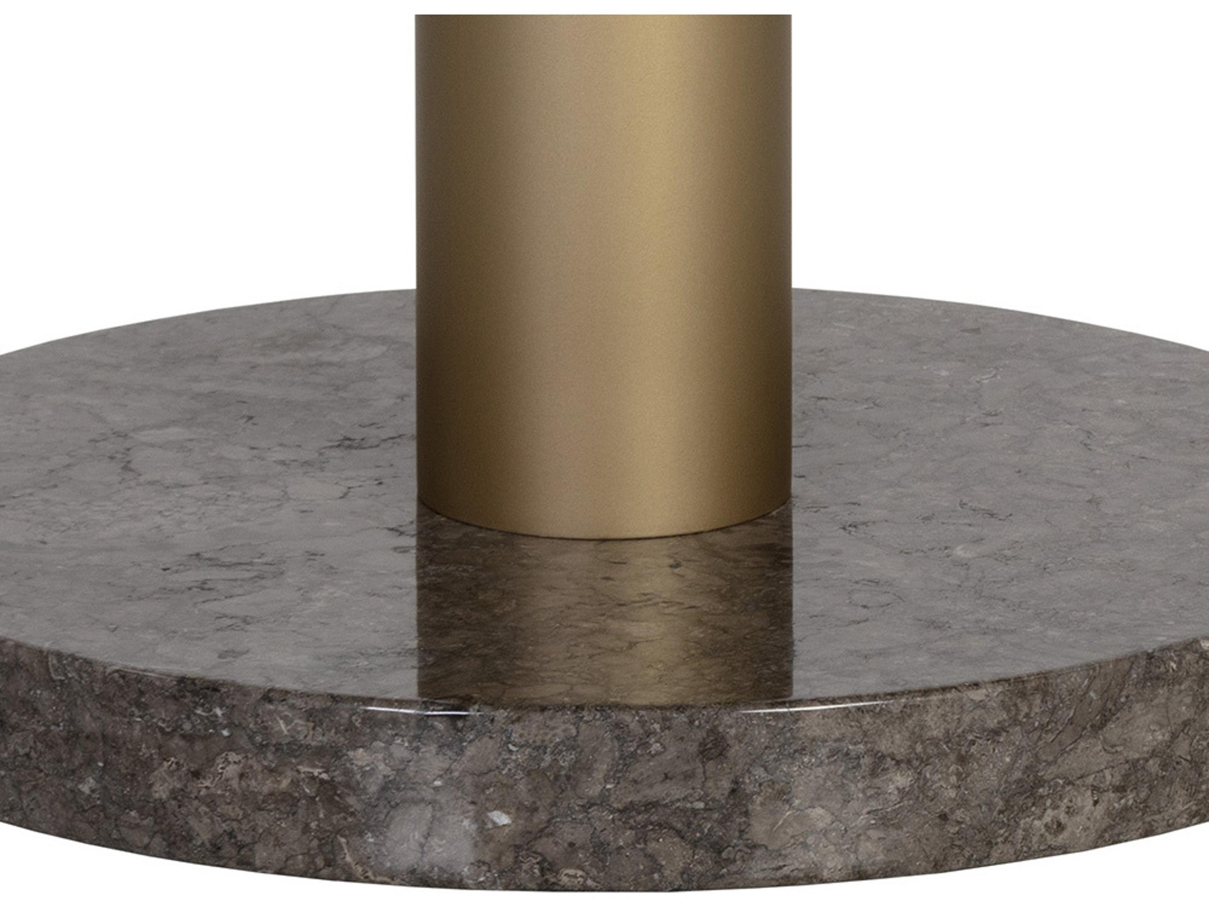 Sunpan Monaco Round Gold Grey Marble Charcoal Dining Table