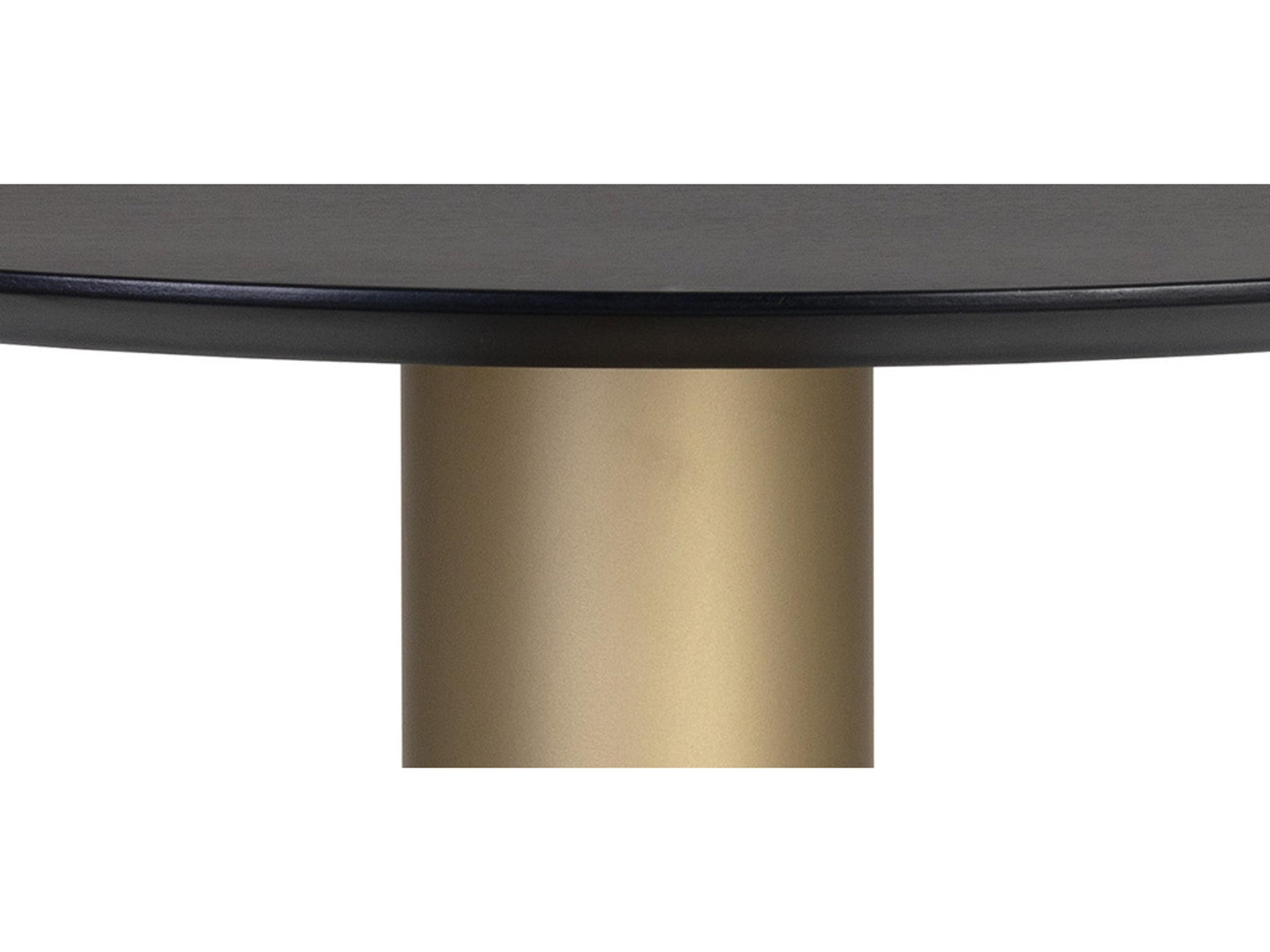 Sunpan Monaco Round Wood Gold Grey Marble Charcoal Dining Table