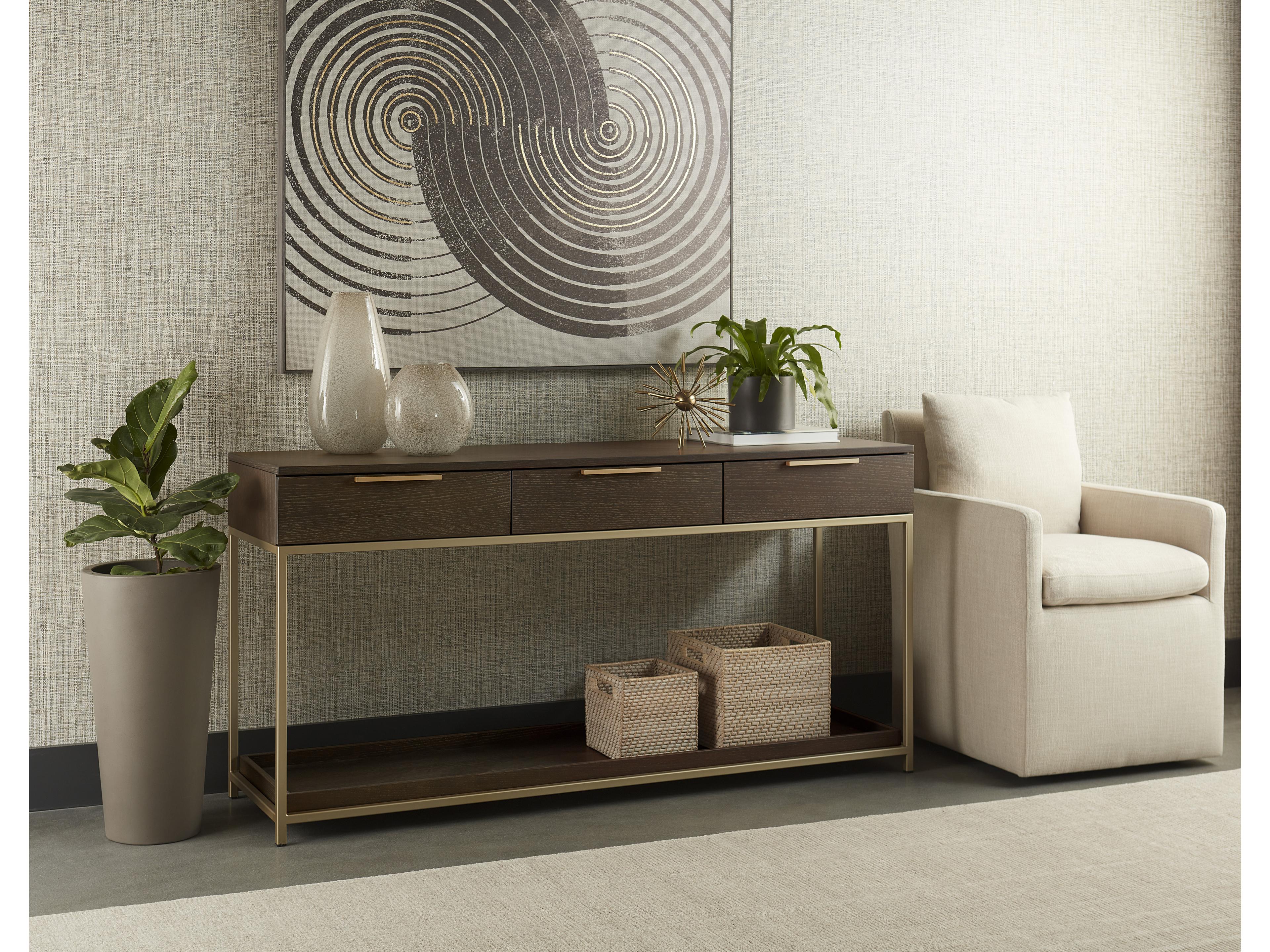 Sunpan Rebel Rectangular Wood Gold Charcoal Grey Console Table