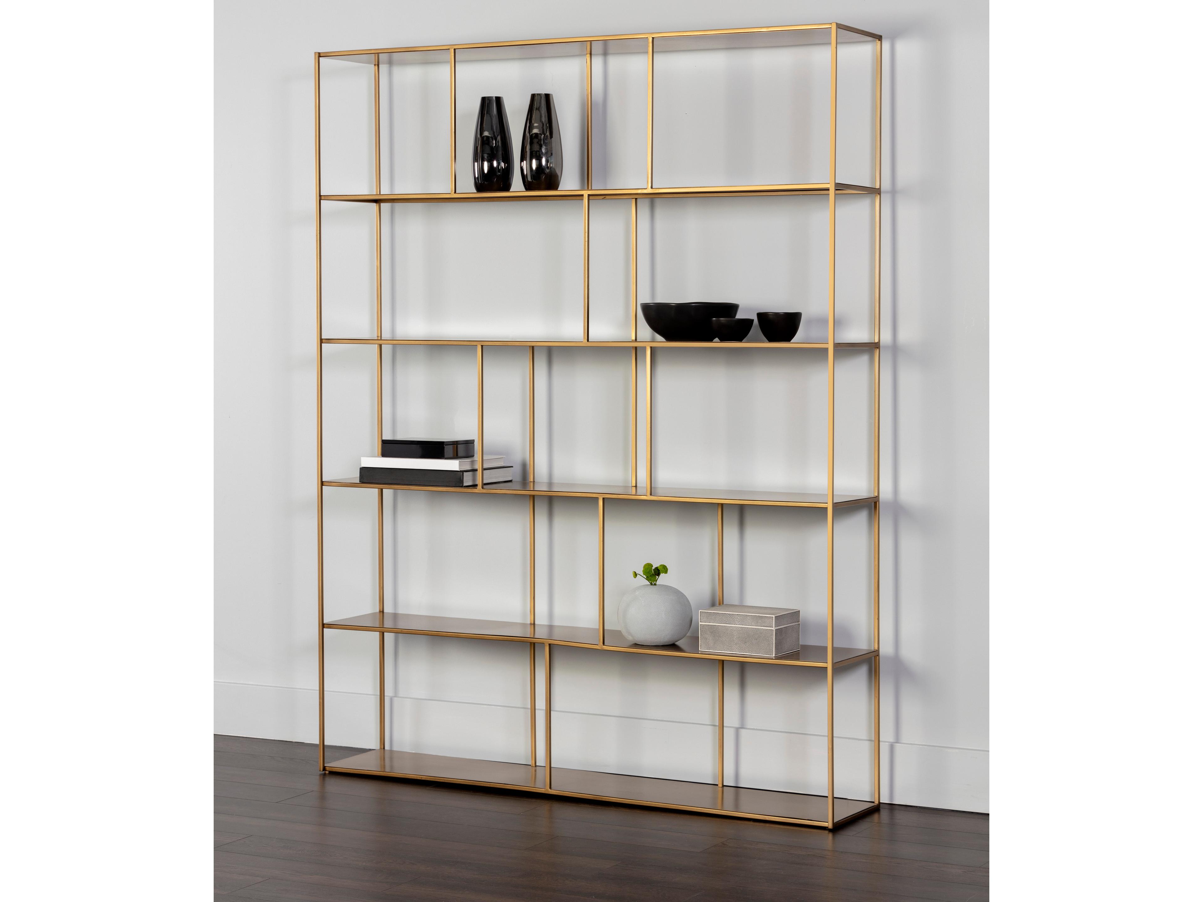 Sunpan Mixt Antique Brass Bookcase