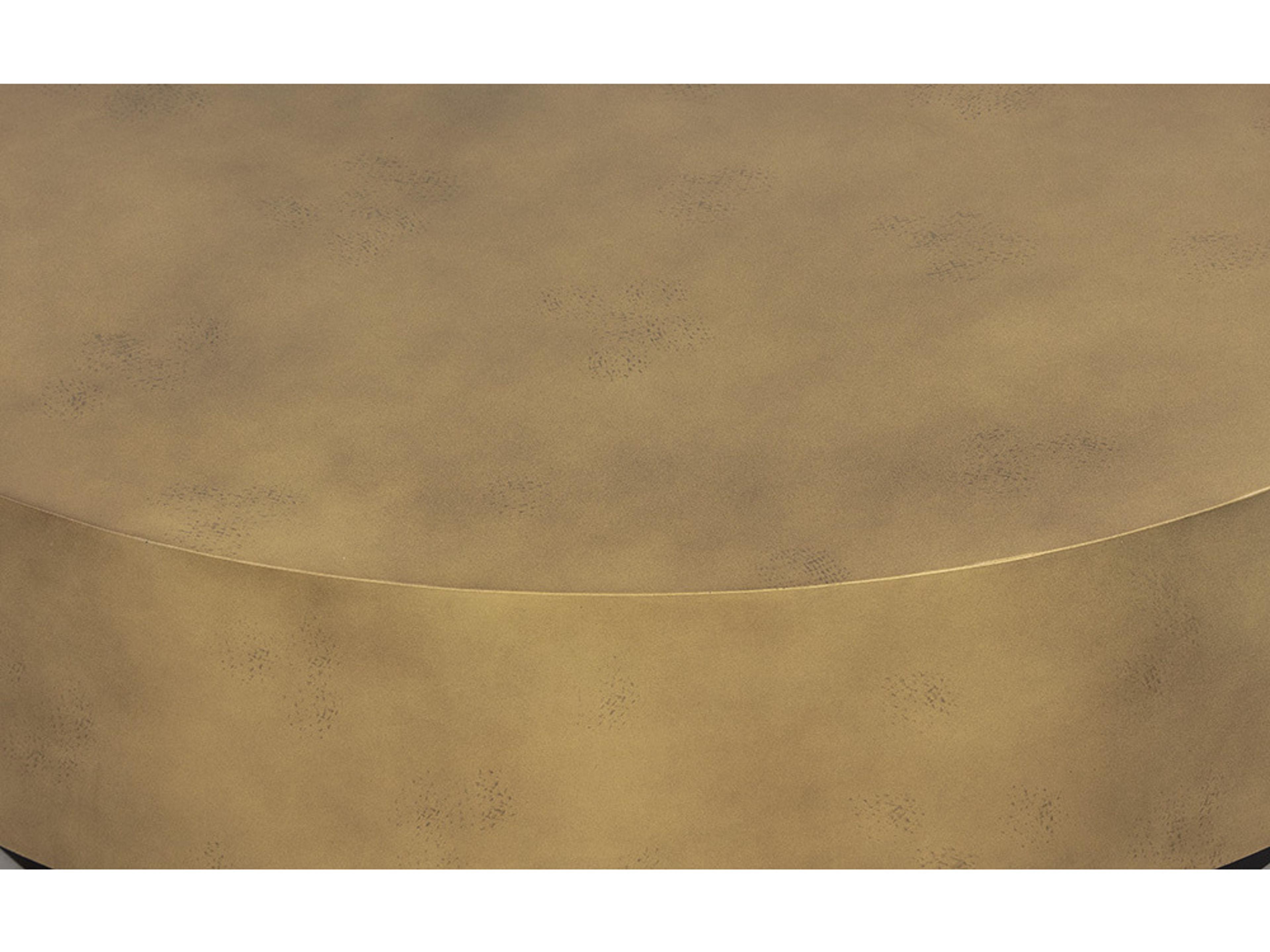 Sunpan Bernaby Round Metal Antique Brass Black Coffee Table