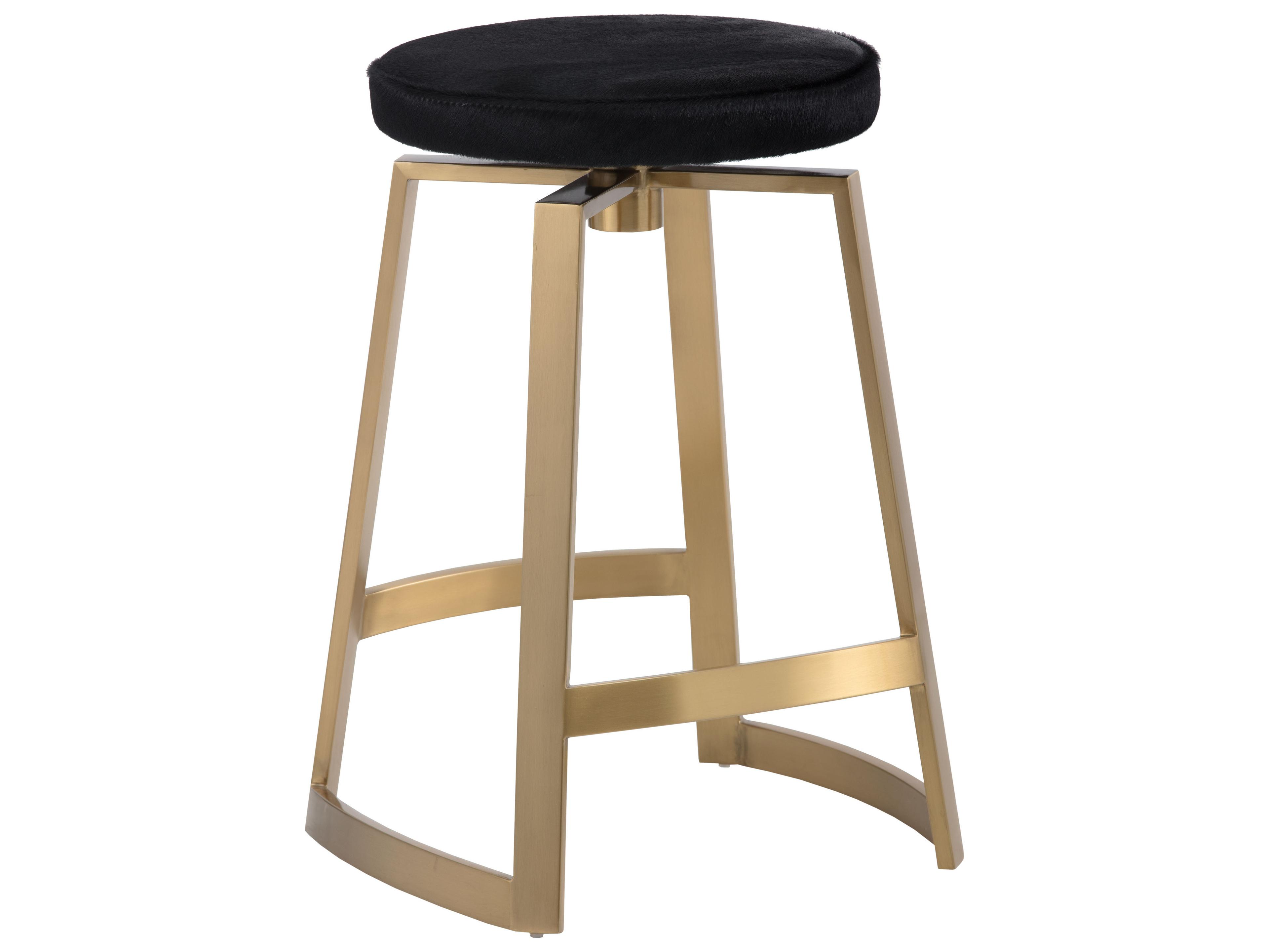 Sunpan Hendrix Swivel Fur Yellow Gold Counter Stool