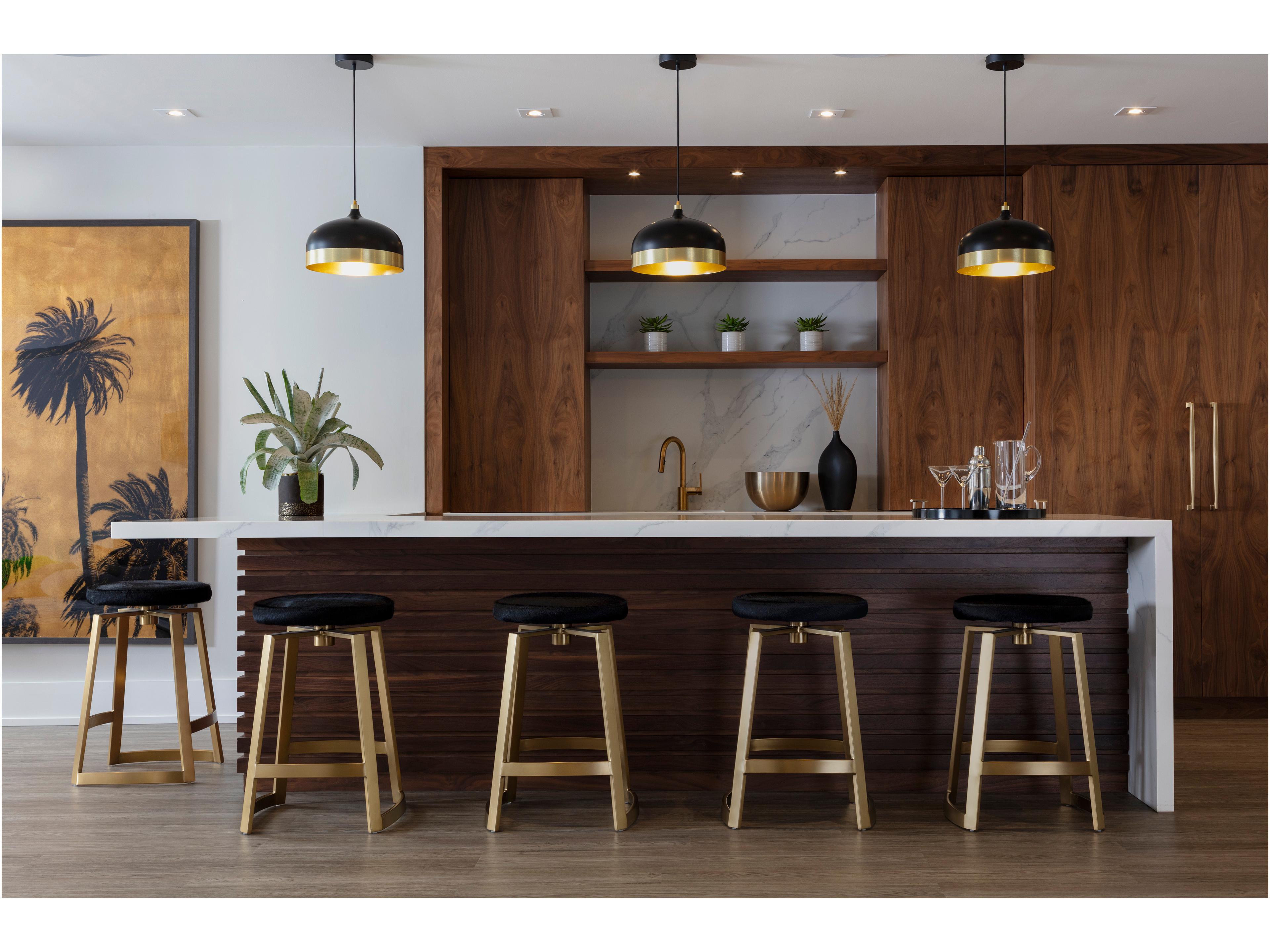 Sunpan Hendrix Swivel Fur Yellow Gold Counter Stool