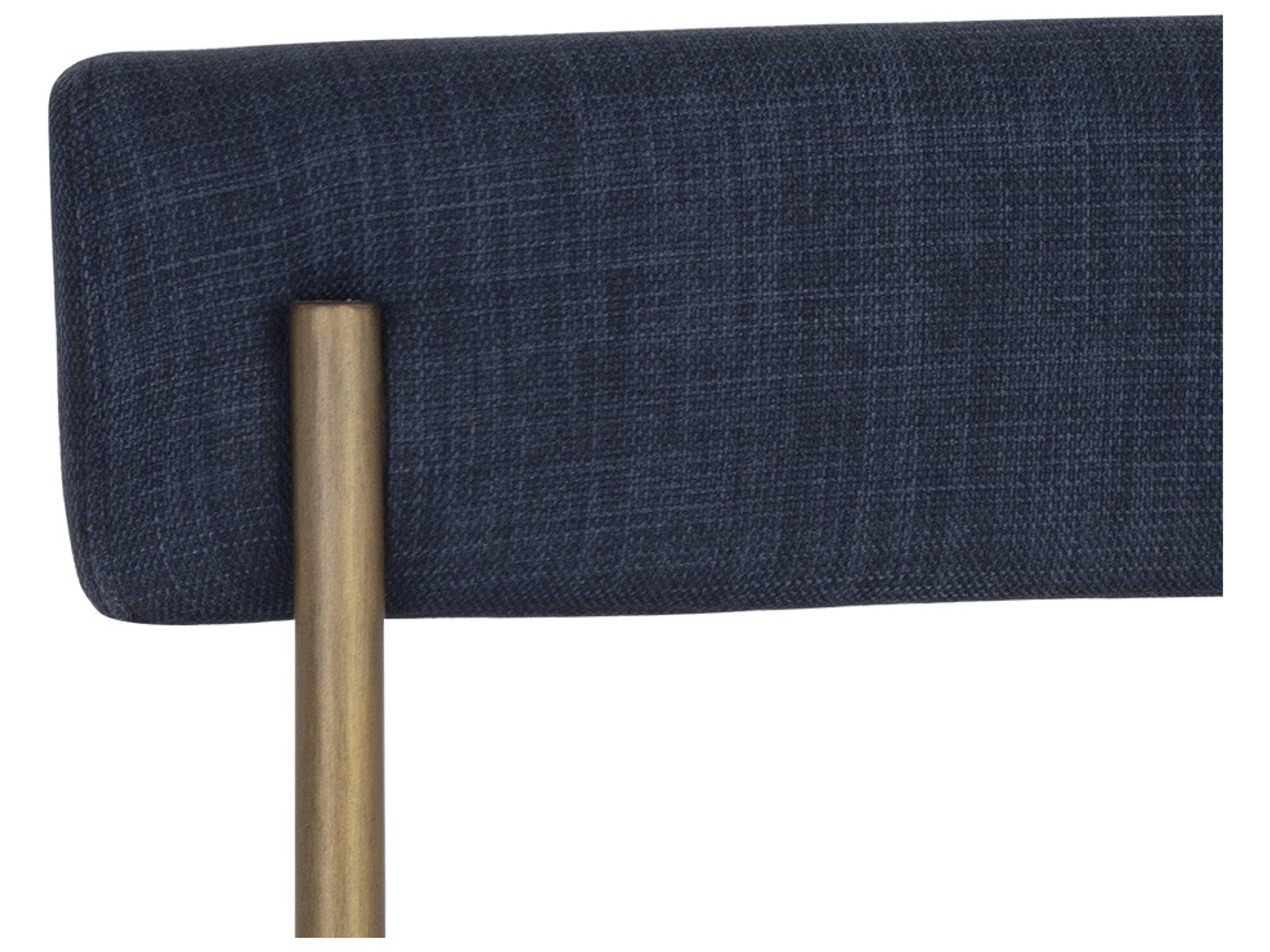 Sunpan Seneca Antique Brass Arena Navy Upholstered Counter Stool