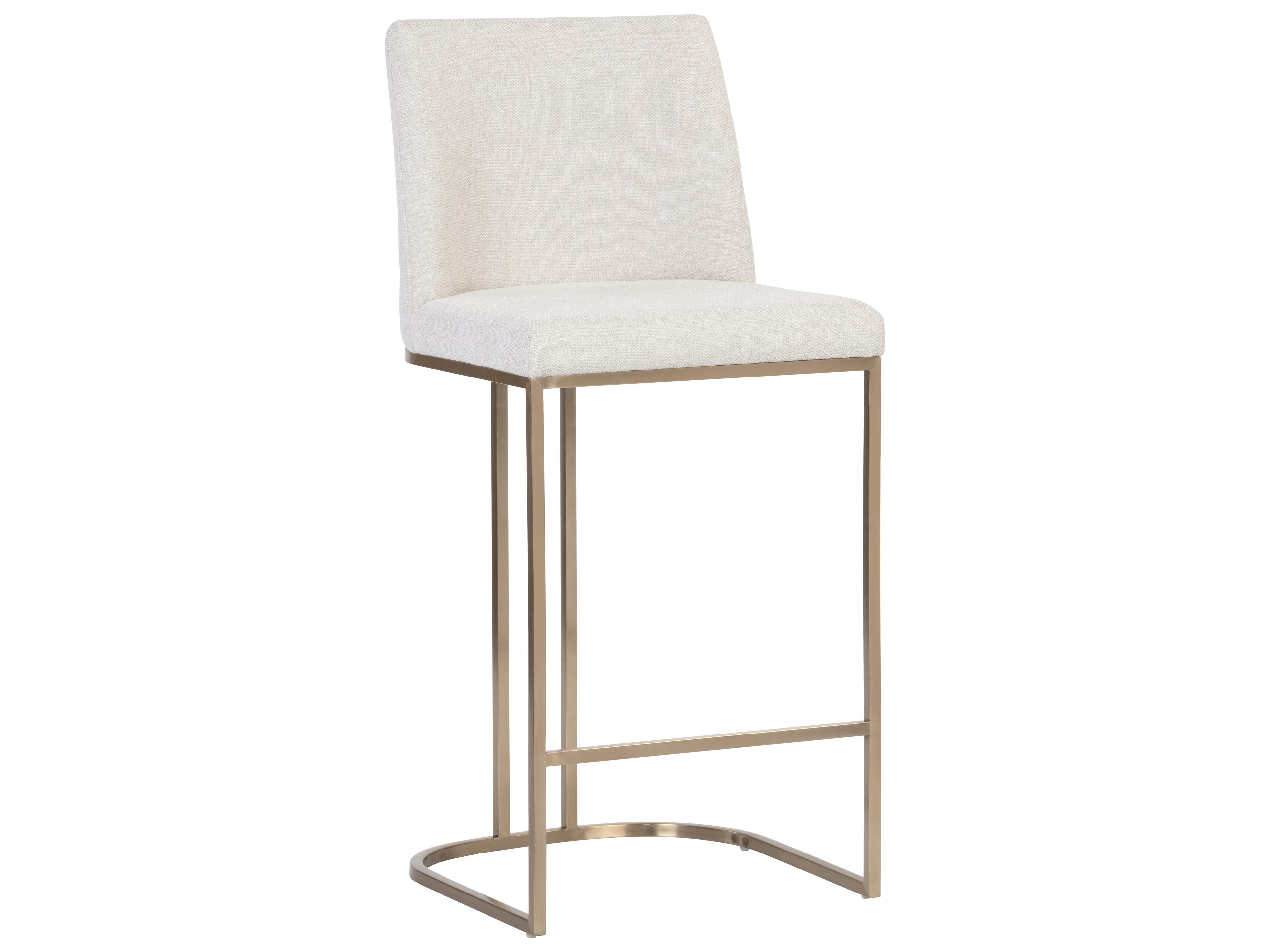 Rayla Counter Stool in Belfast Oatmeal and Antique Brass