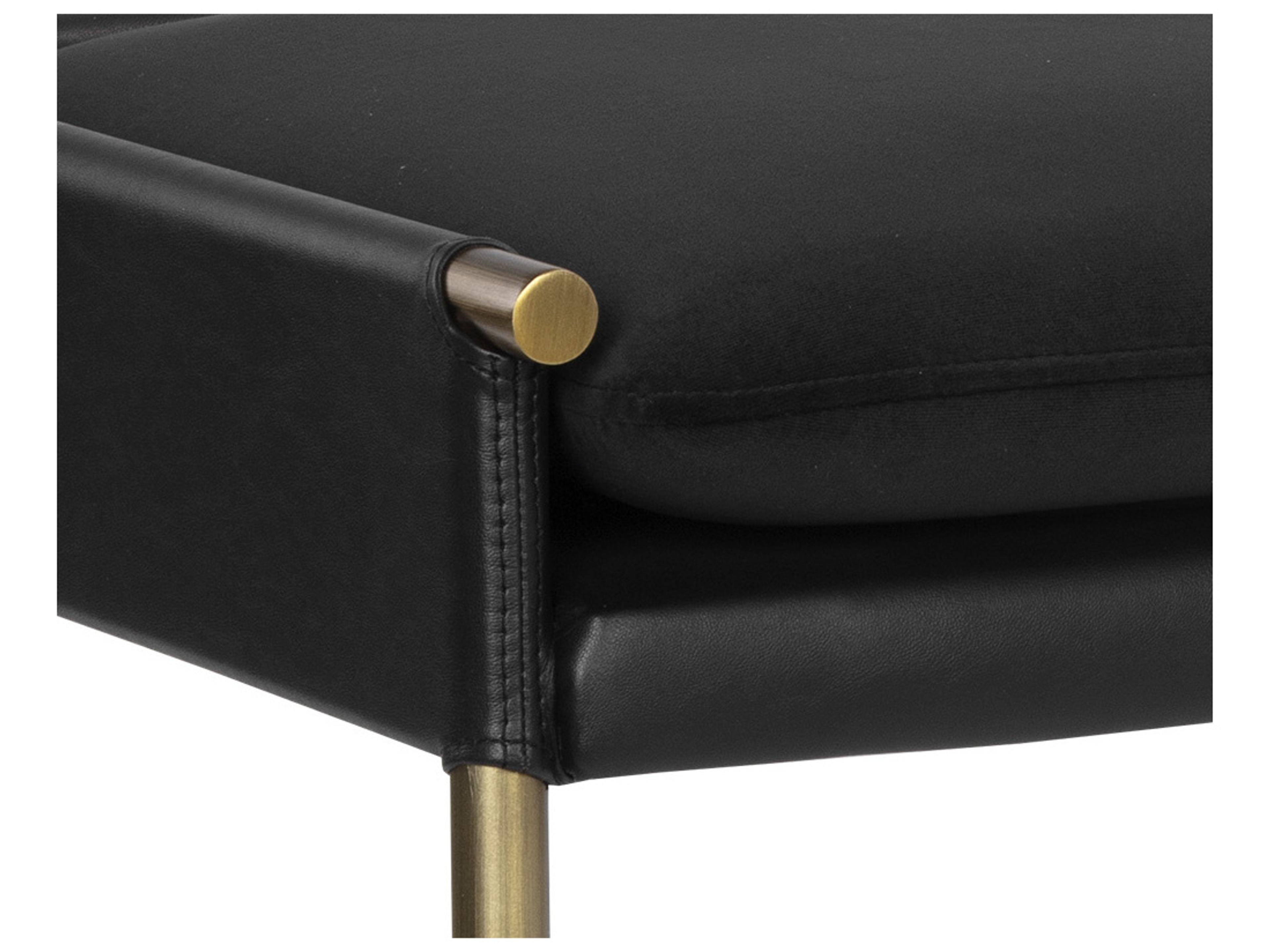 Sunpan Ikon Abbington Black Antique Brass Upholstered Accent Bench