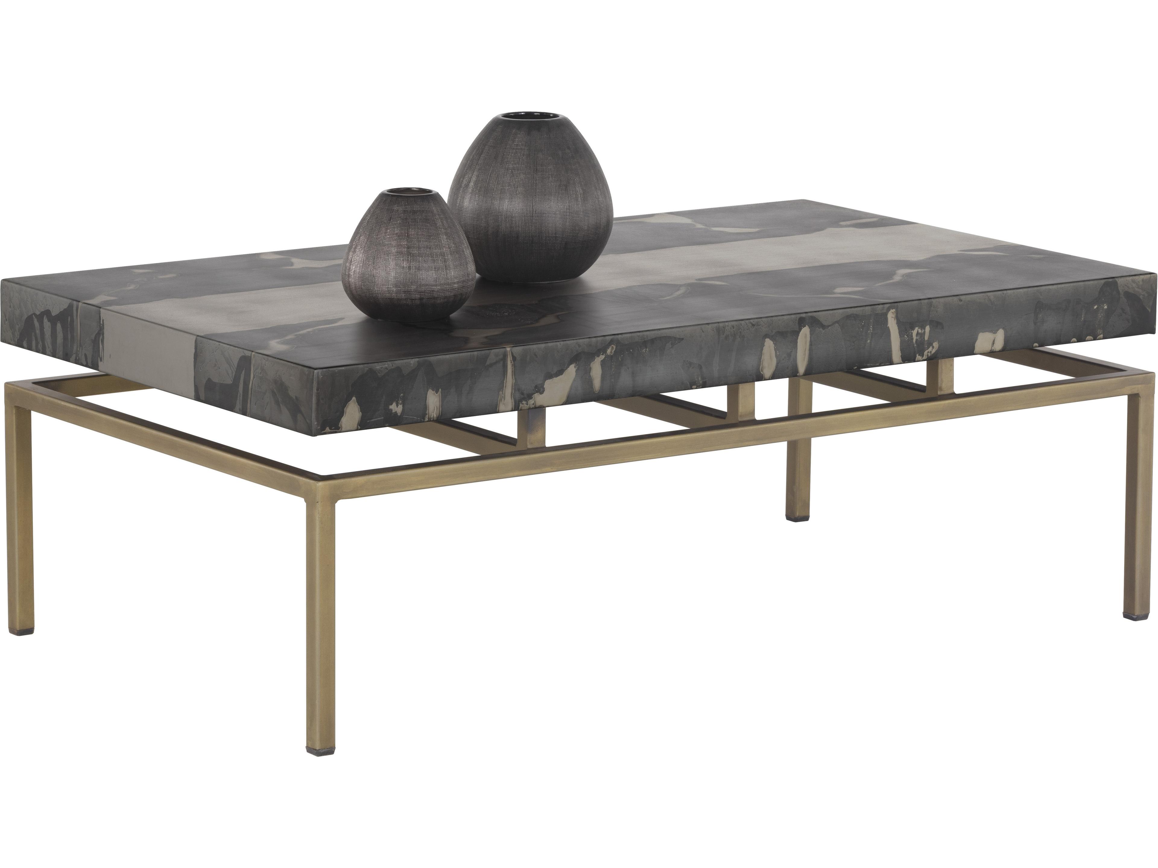 Sunpan Toreno Rectangular Metal Antique Brass Coffee Table
