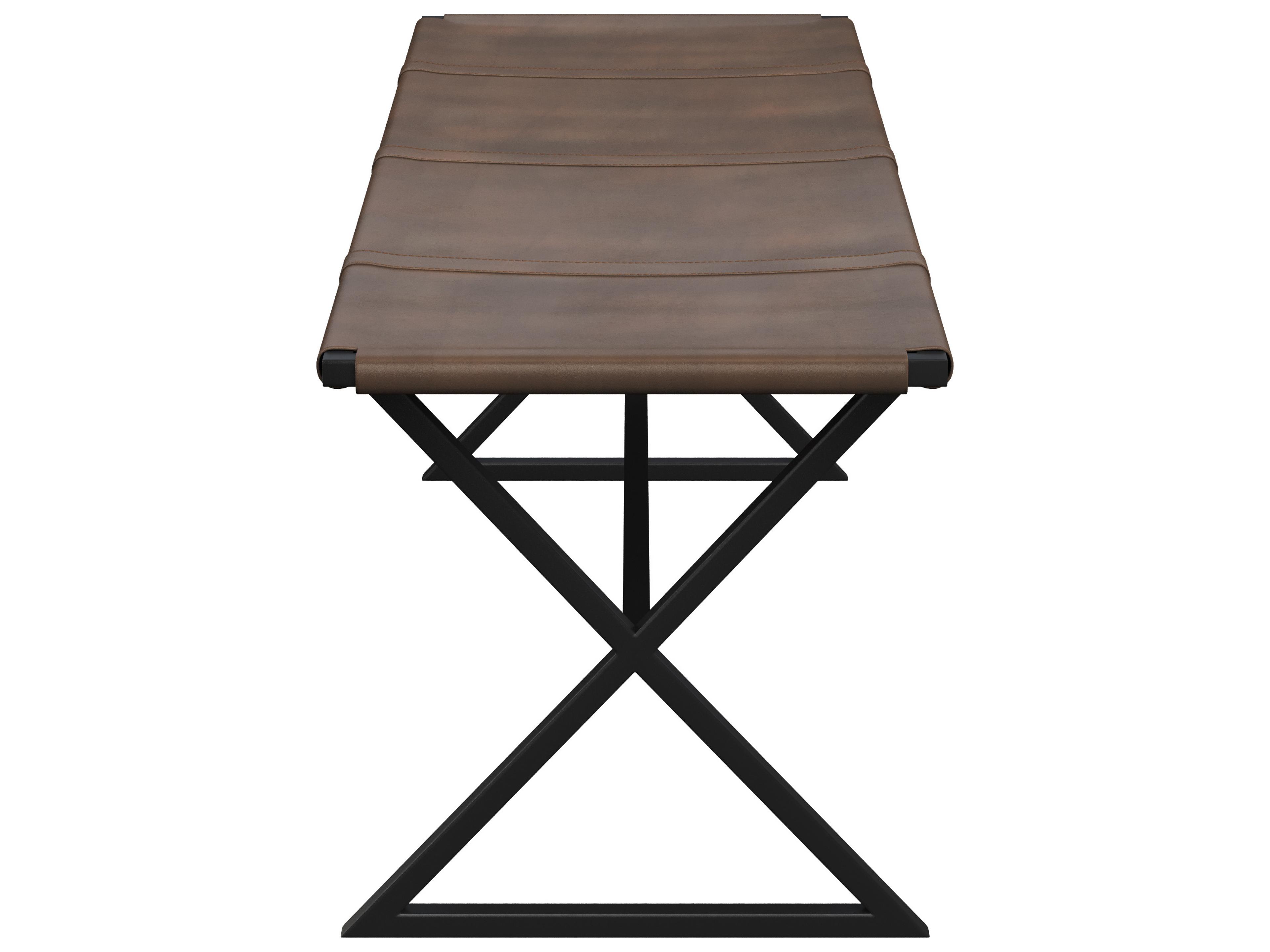 Sunpan Matte Black Leather Accent Bench