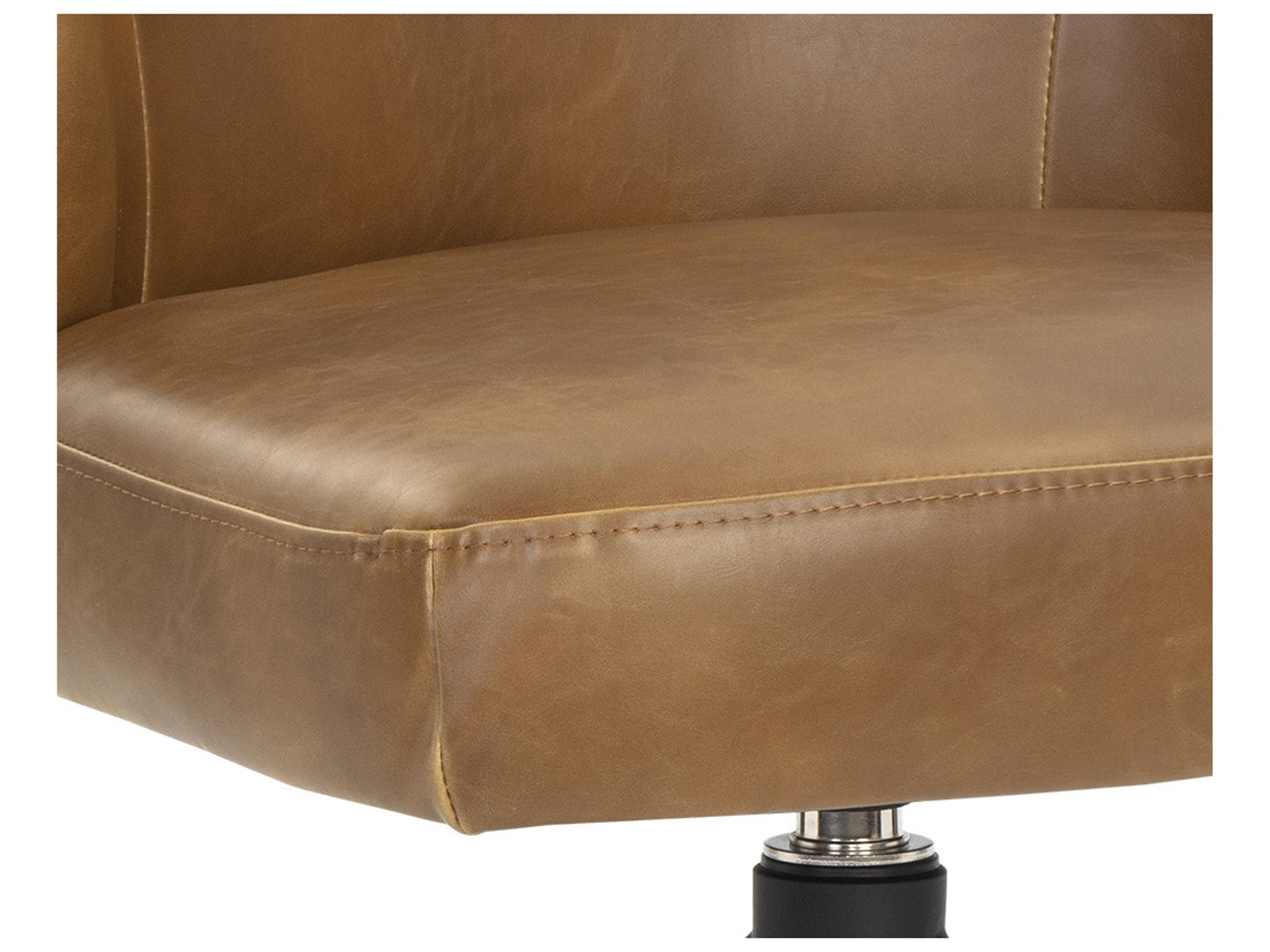 Sunpan Bretta Brown Faux Leather Armless Dining Chair