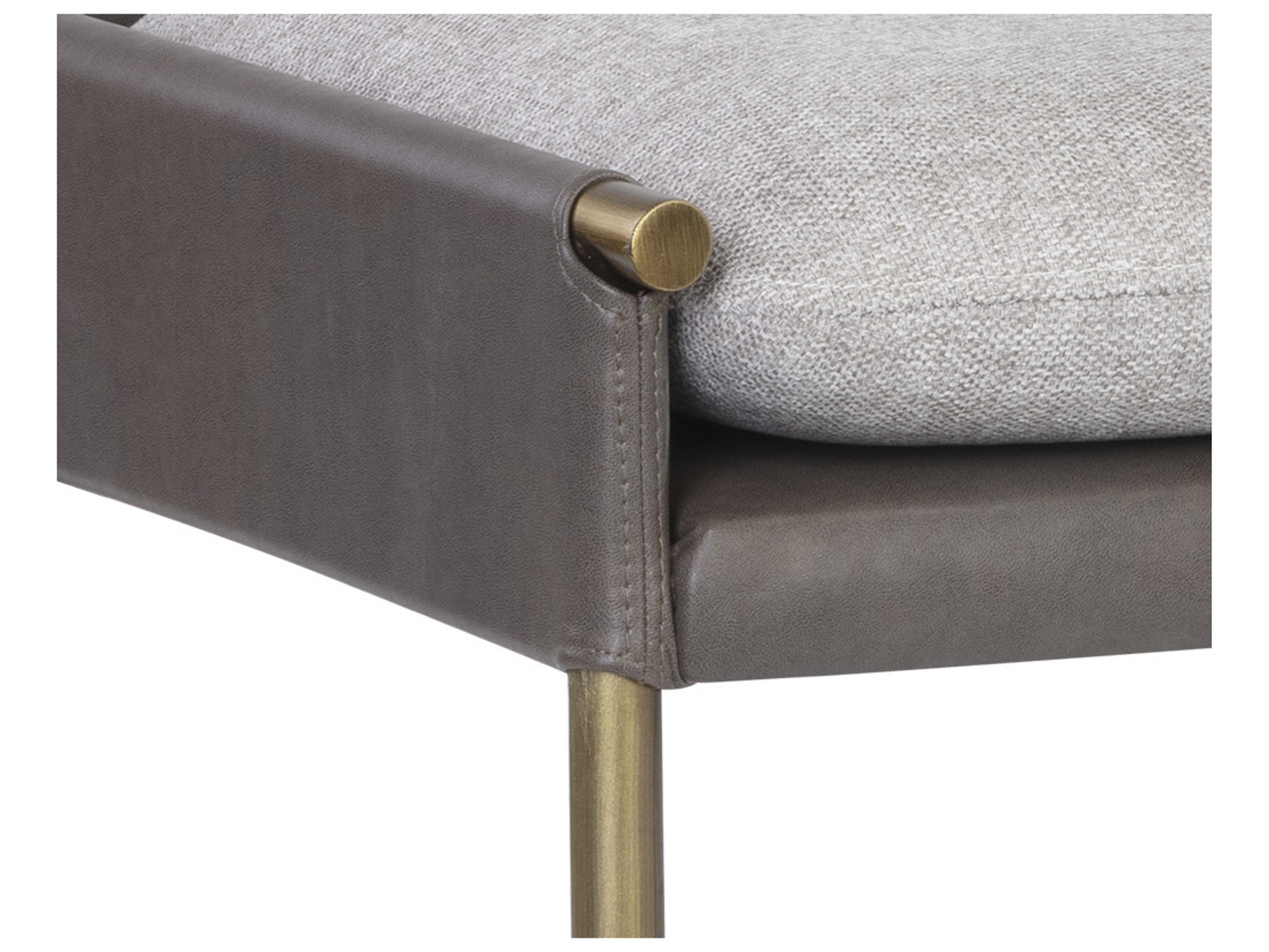 Sunpan Ikon Antique Brass Gray Upholstered Accent Bench