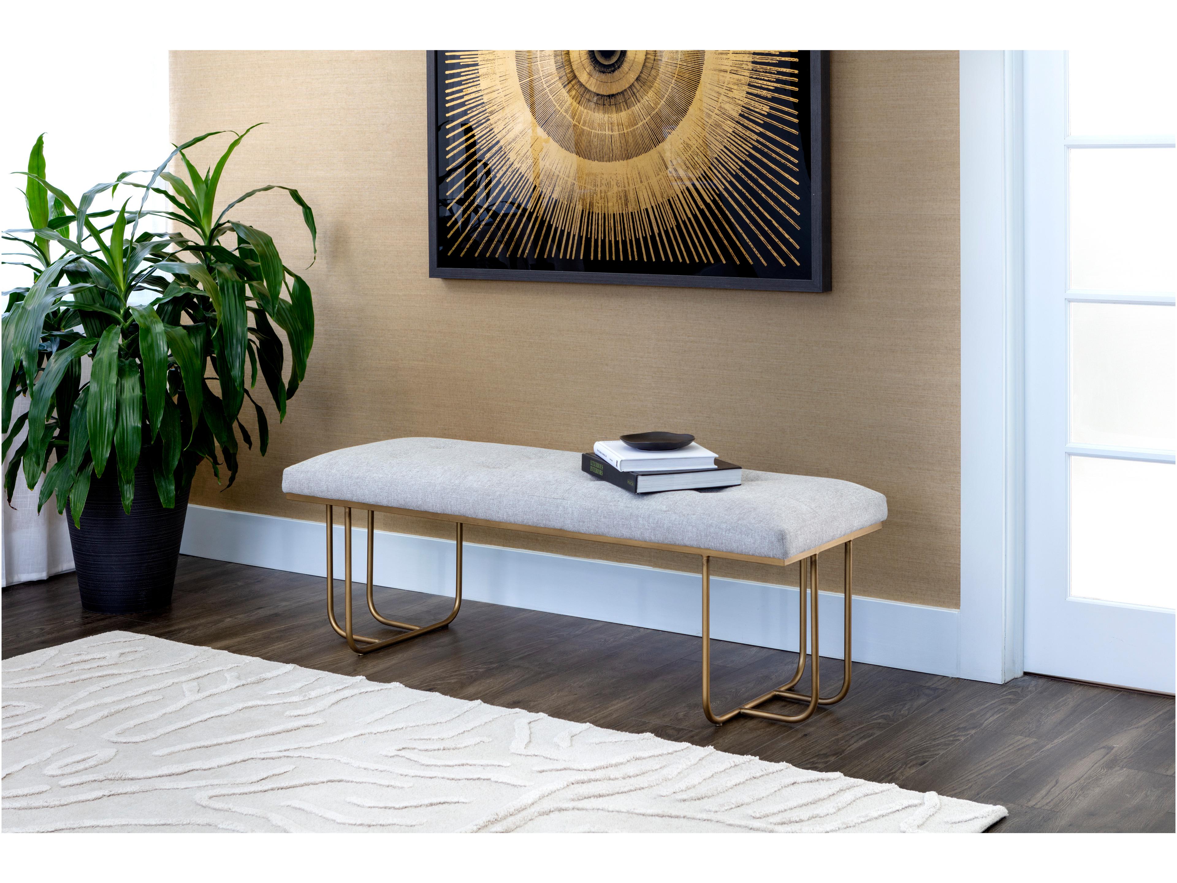 Sunpan Maverick Belfast Heather Grey Upholstered Accent Bench