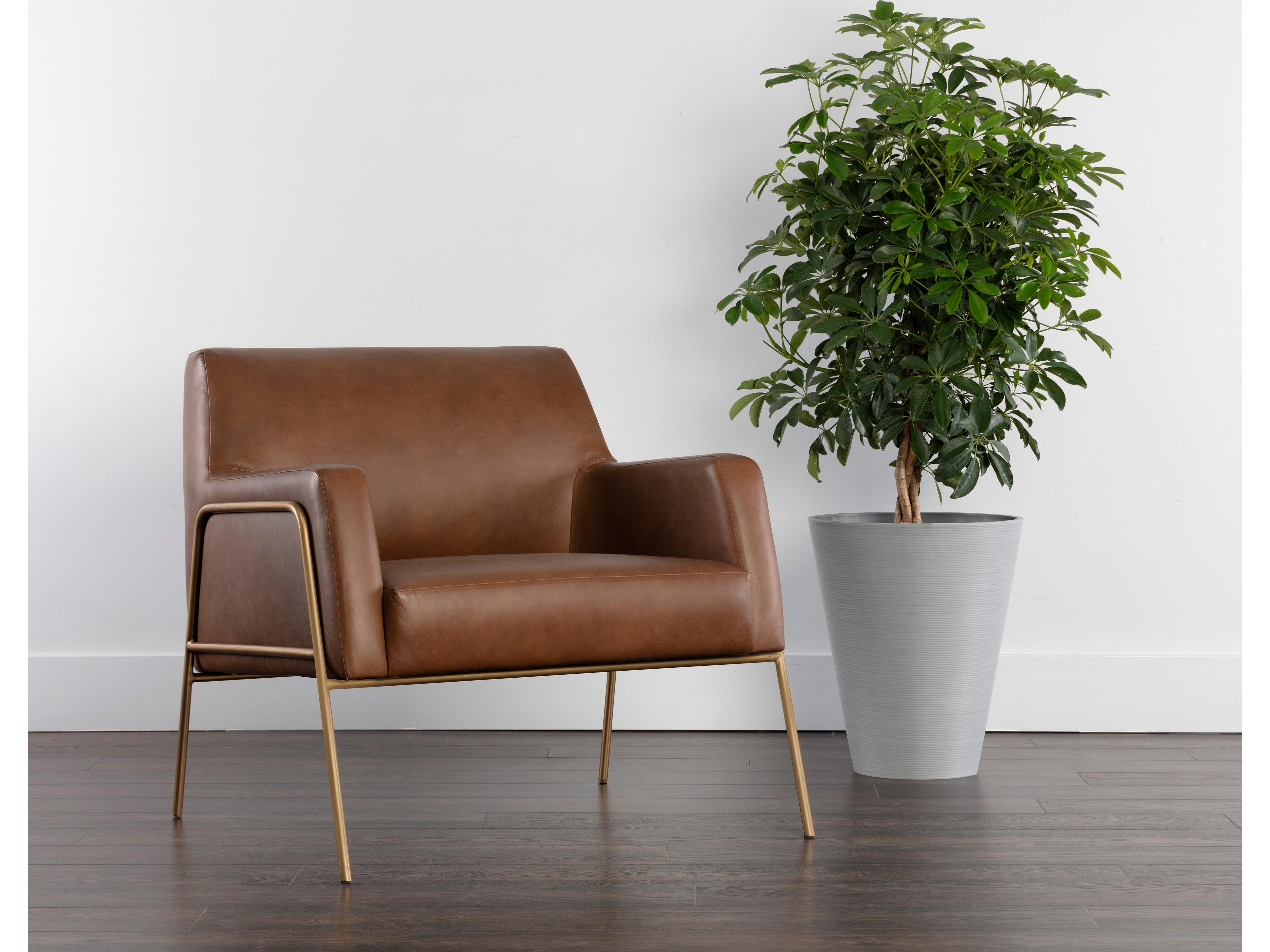 Sunpan Mixt Cybil Brown Leather Accent Chair