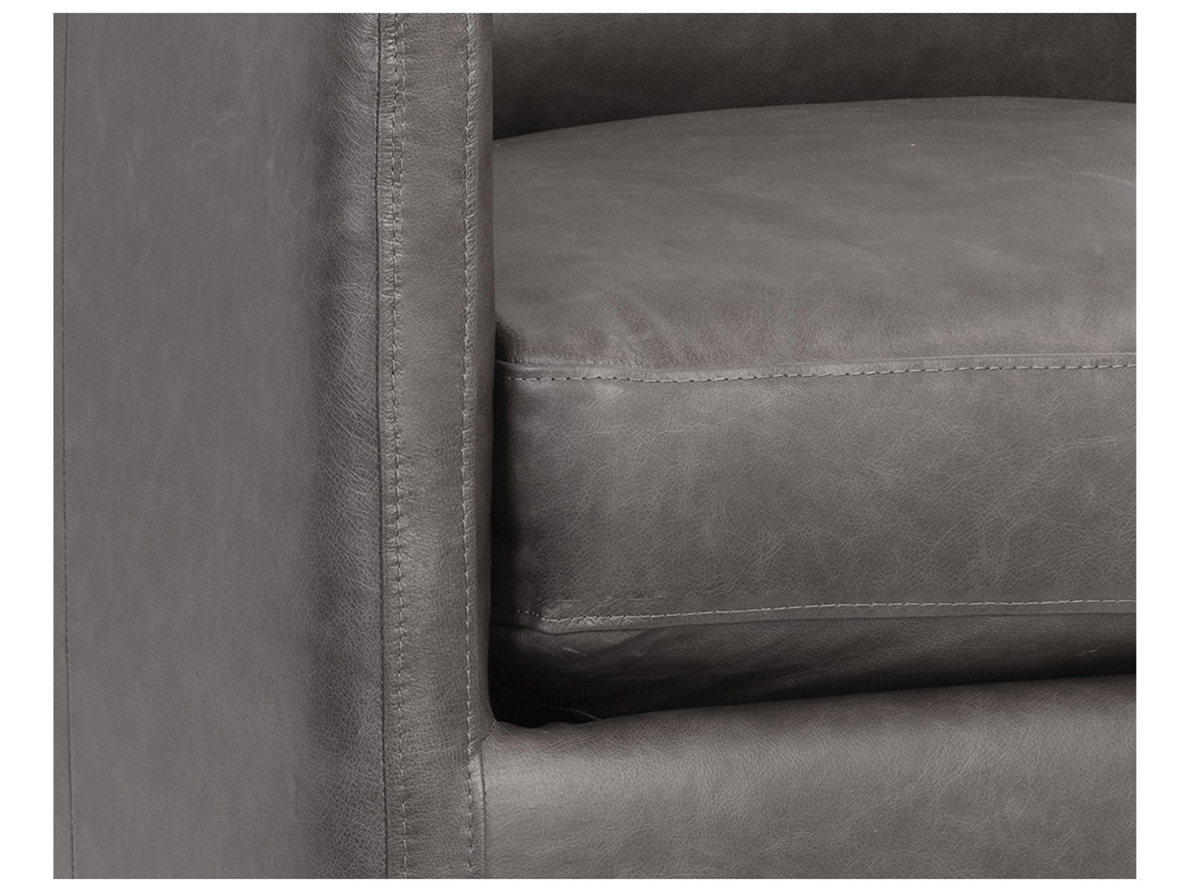 Sunpan Portman Swivel Gray Leather Accent Chair