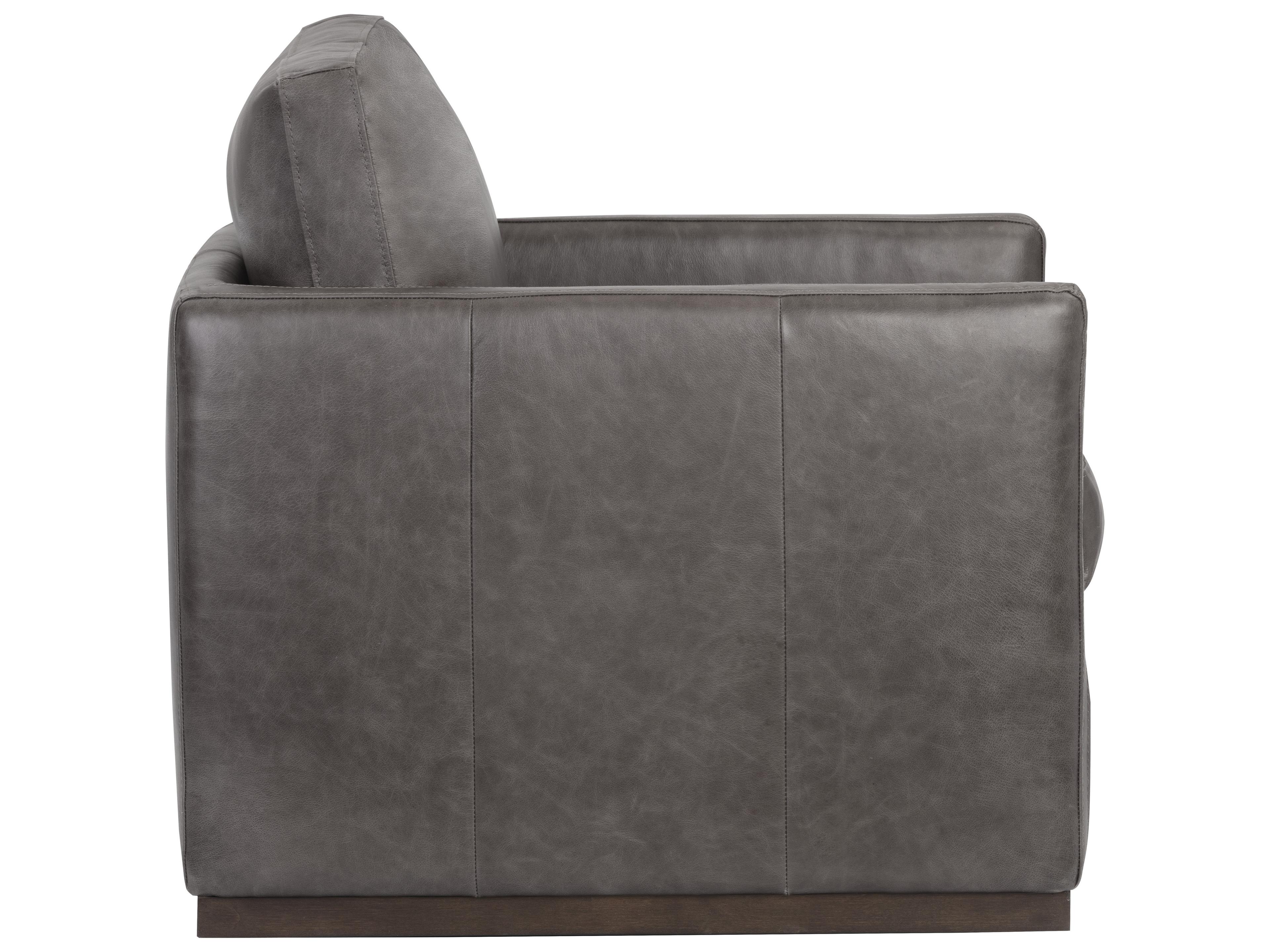 Sunpan Portman Swivel Gray Leather Accent Chair