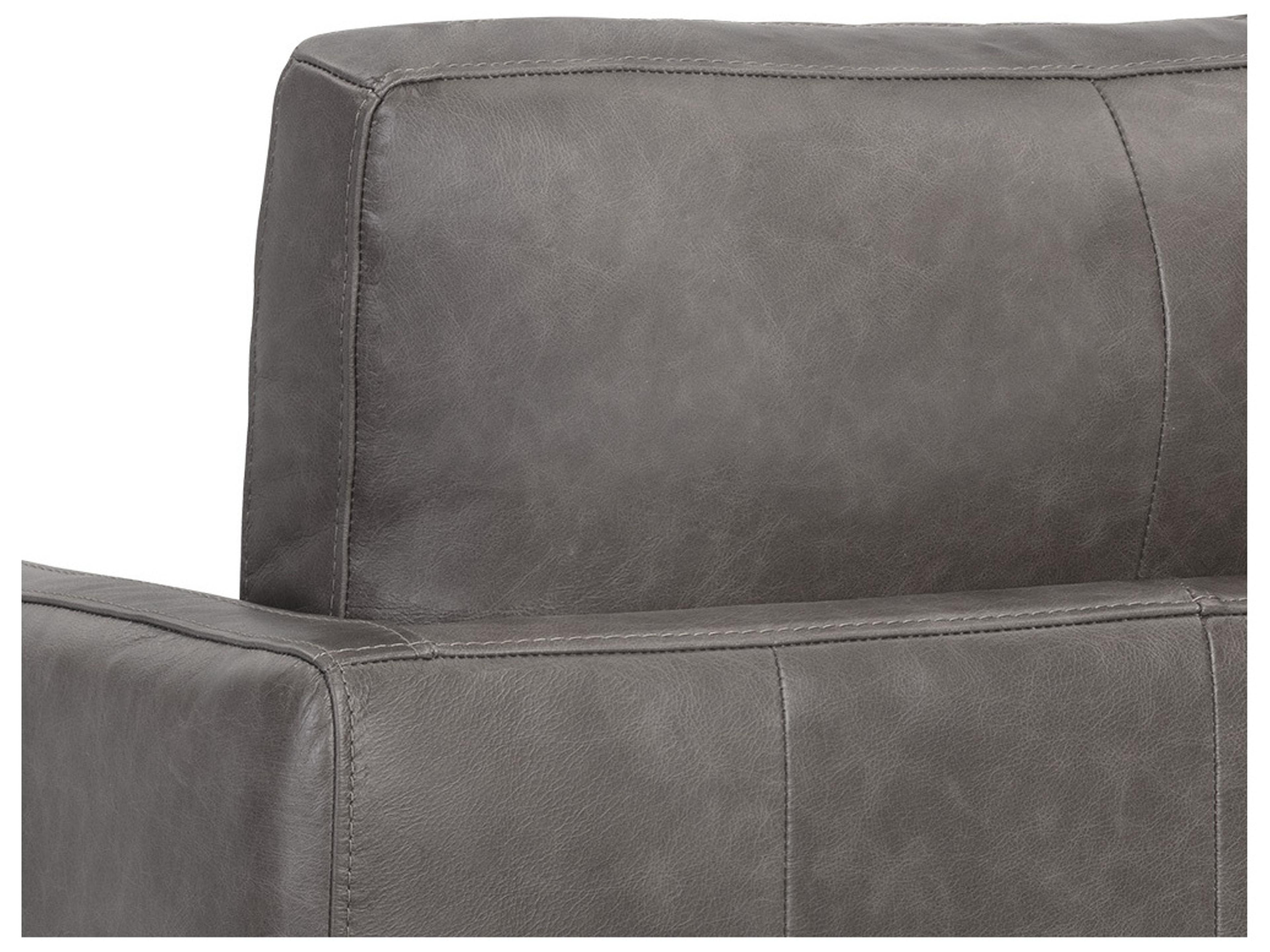 Sunpan Portman Swivel Gray Leather Accent Chair