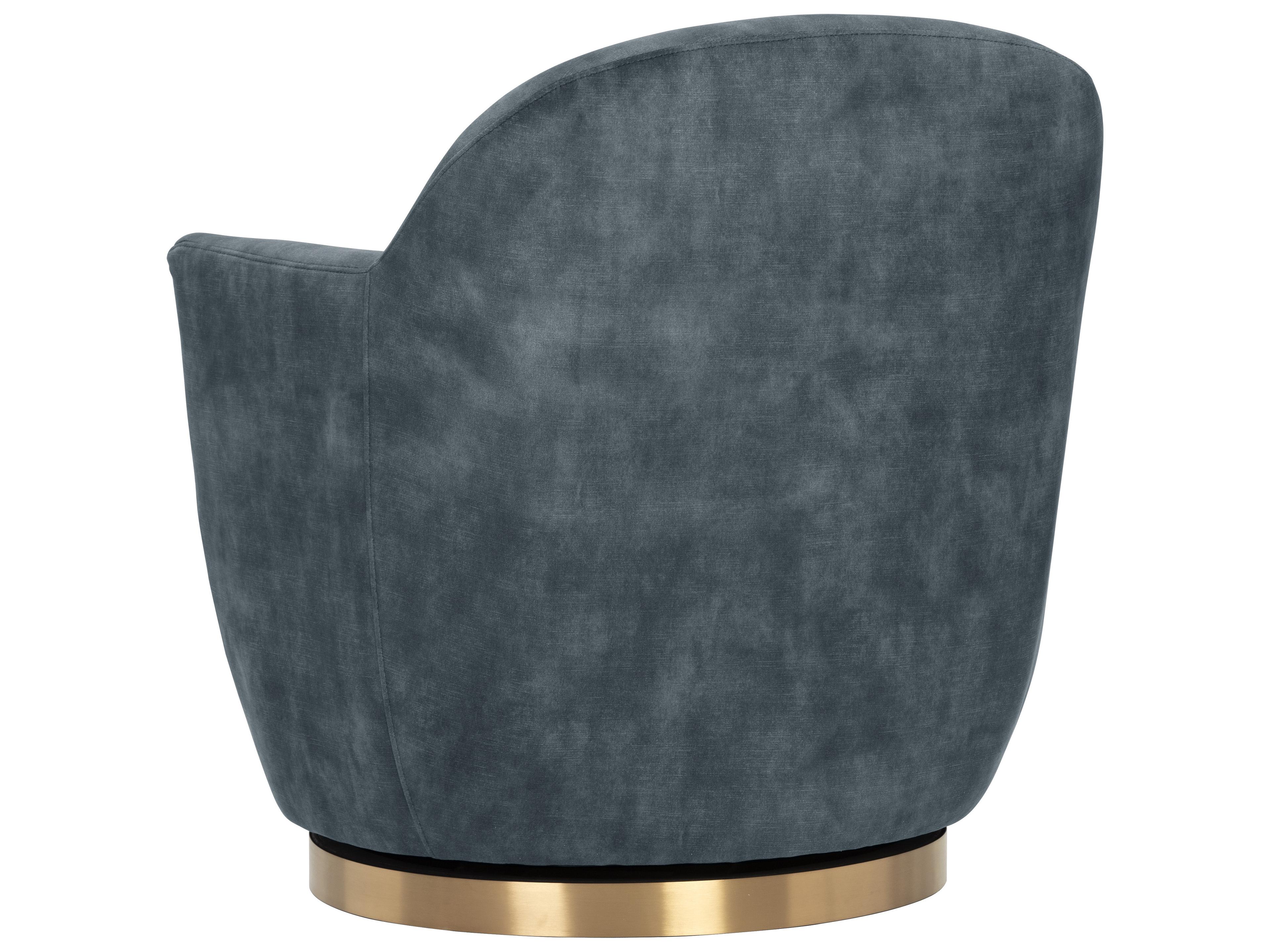 Sunpan Casey Swivel Blue Fabric Accent Chair