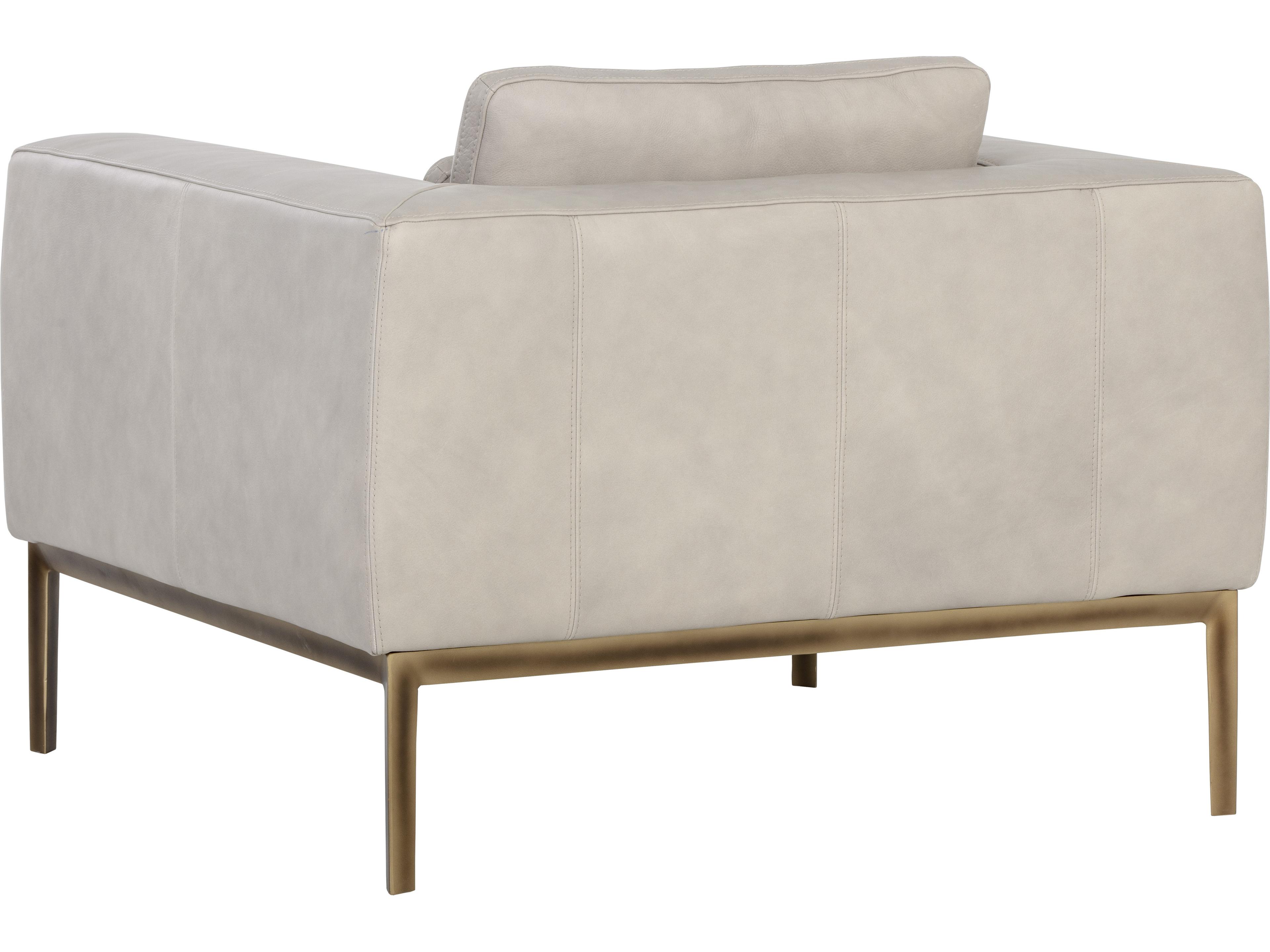 Sunpan Irongate Burr Cream Leather Accent Chair