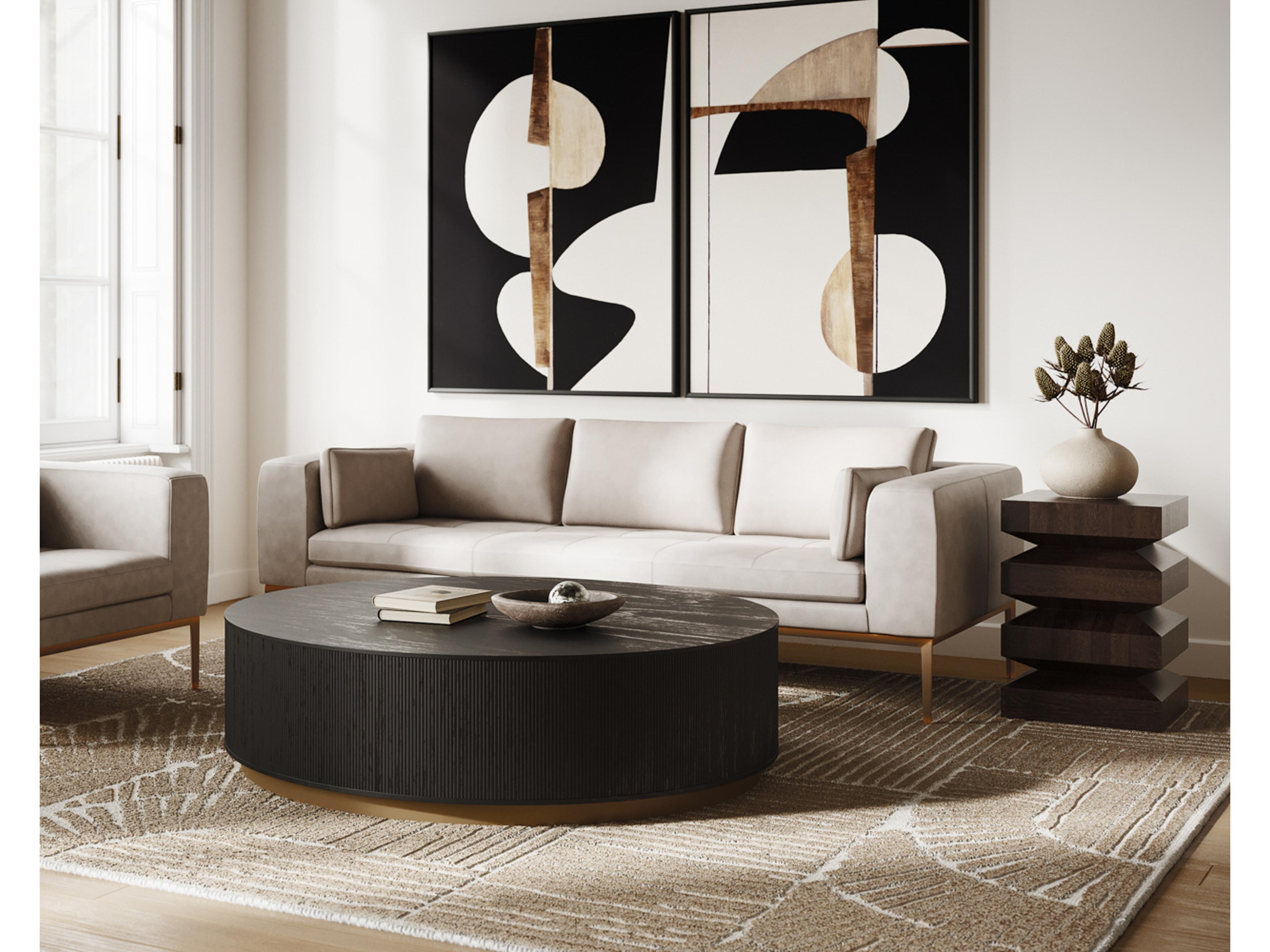 Sunpan Irongate 85.5" Burr Sofa Bali Bone Leather