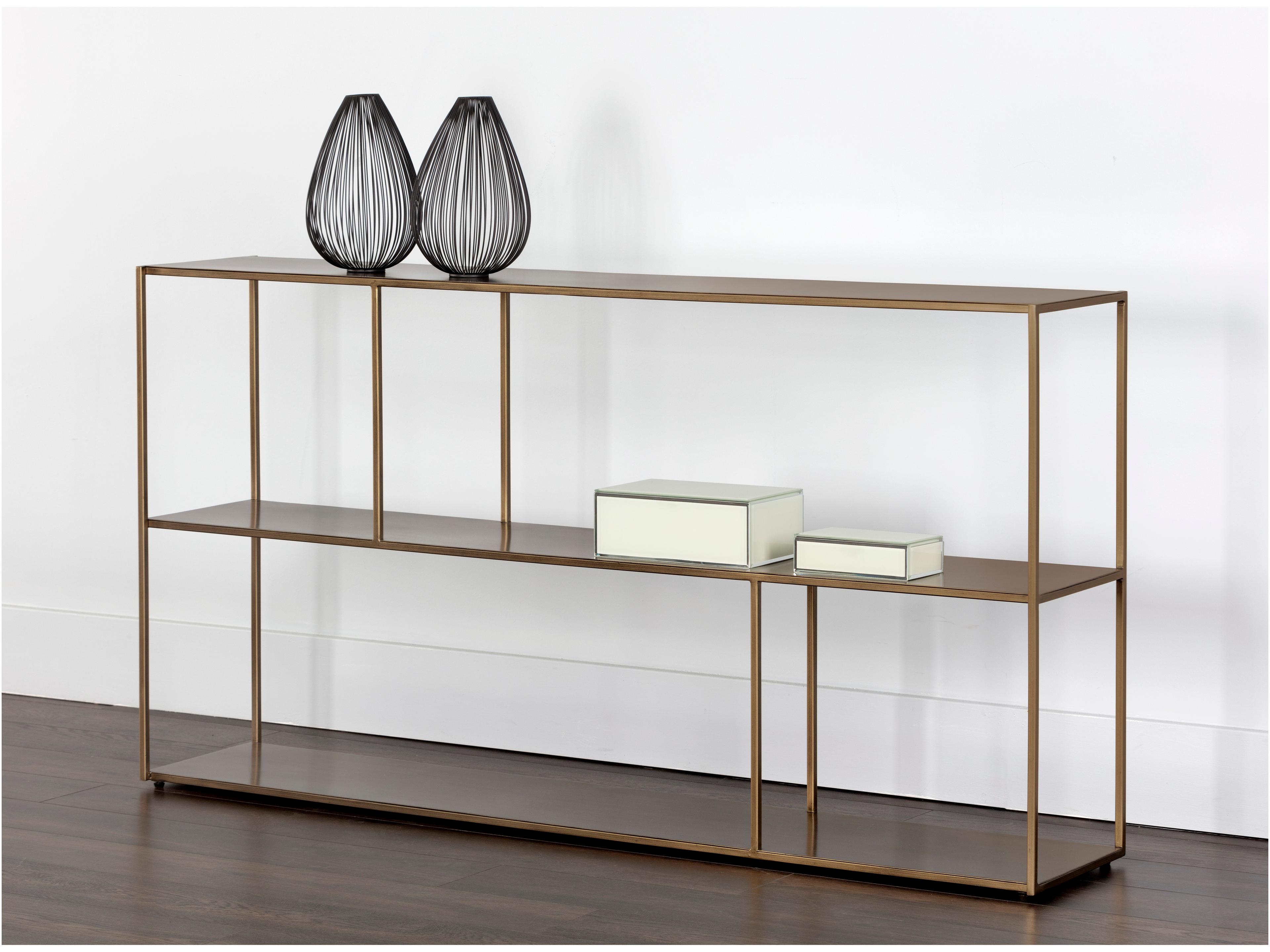 Sunpan Mixt Antique Brass Bookcase