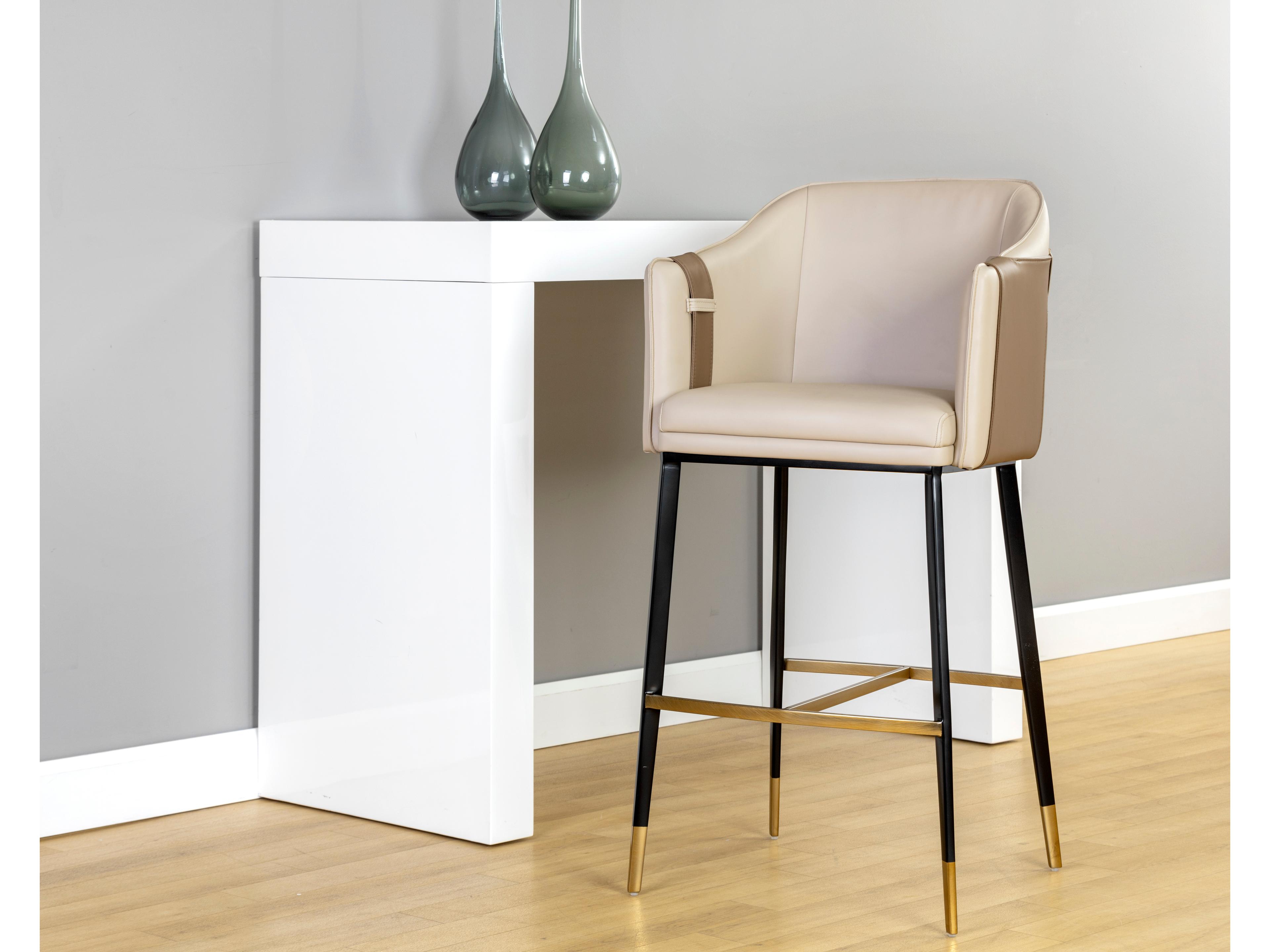 Sunpan Ikon Carter Napa Beige Tan Black Bar Stool