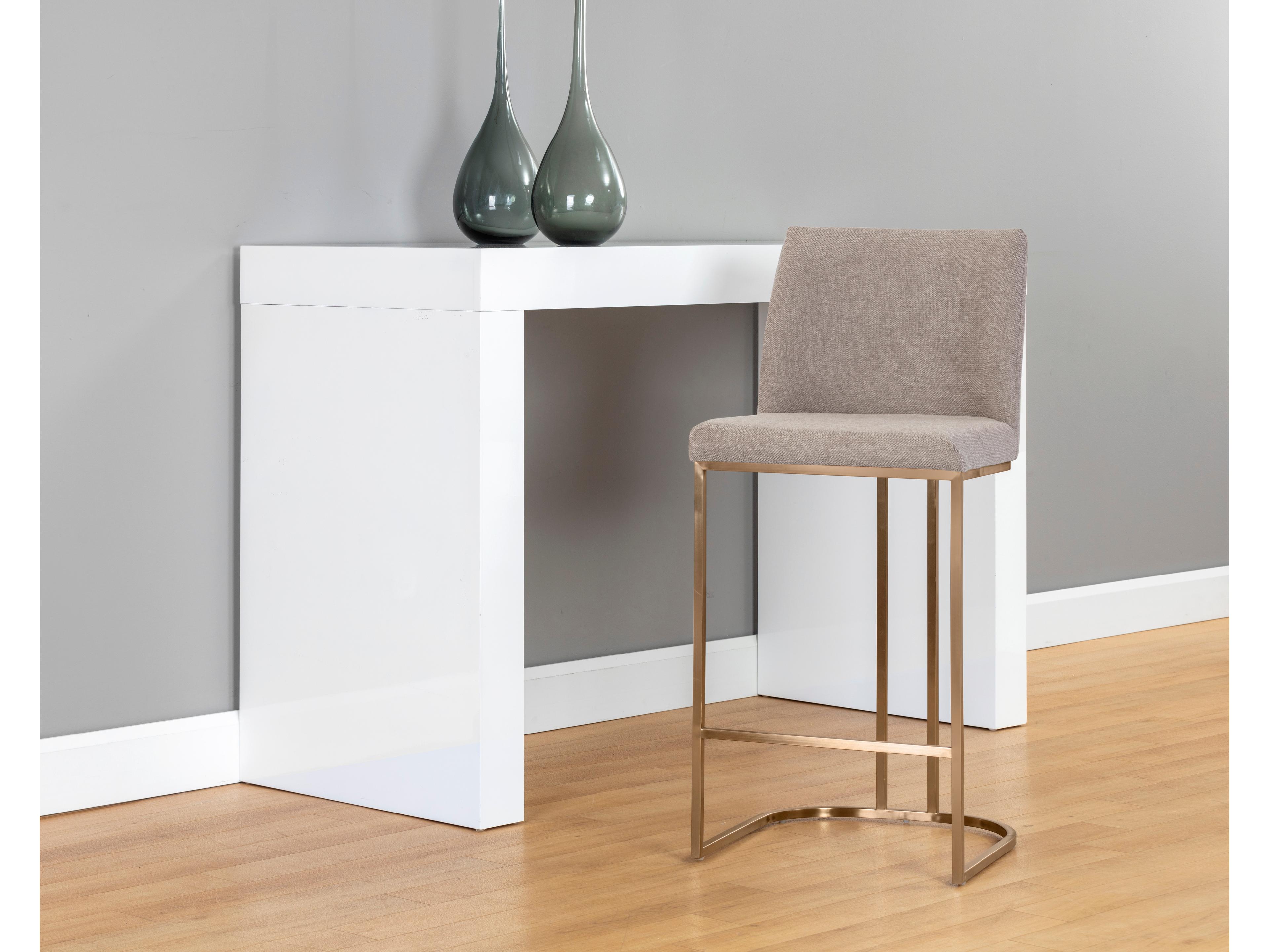 Sunpan Rayla Belfast Oyster Shell Upholstered Bar Stool