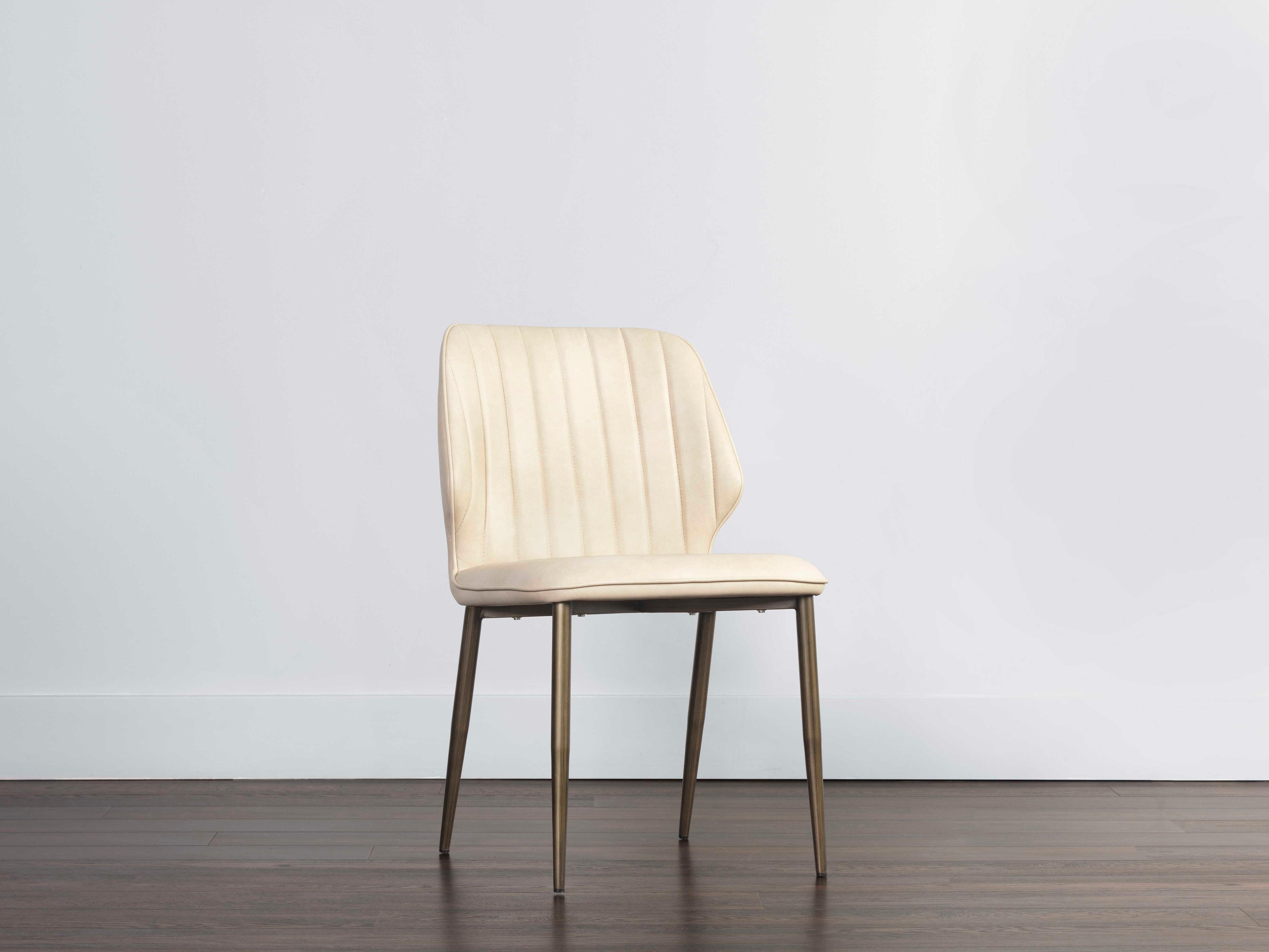 Sunpan Ikon White Faux Leather Side Dining Chair