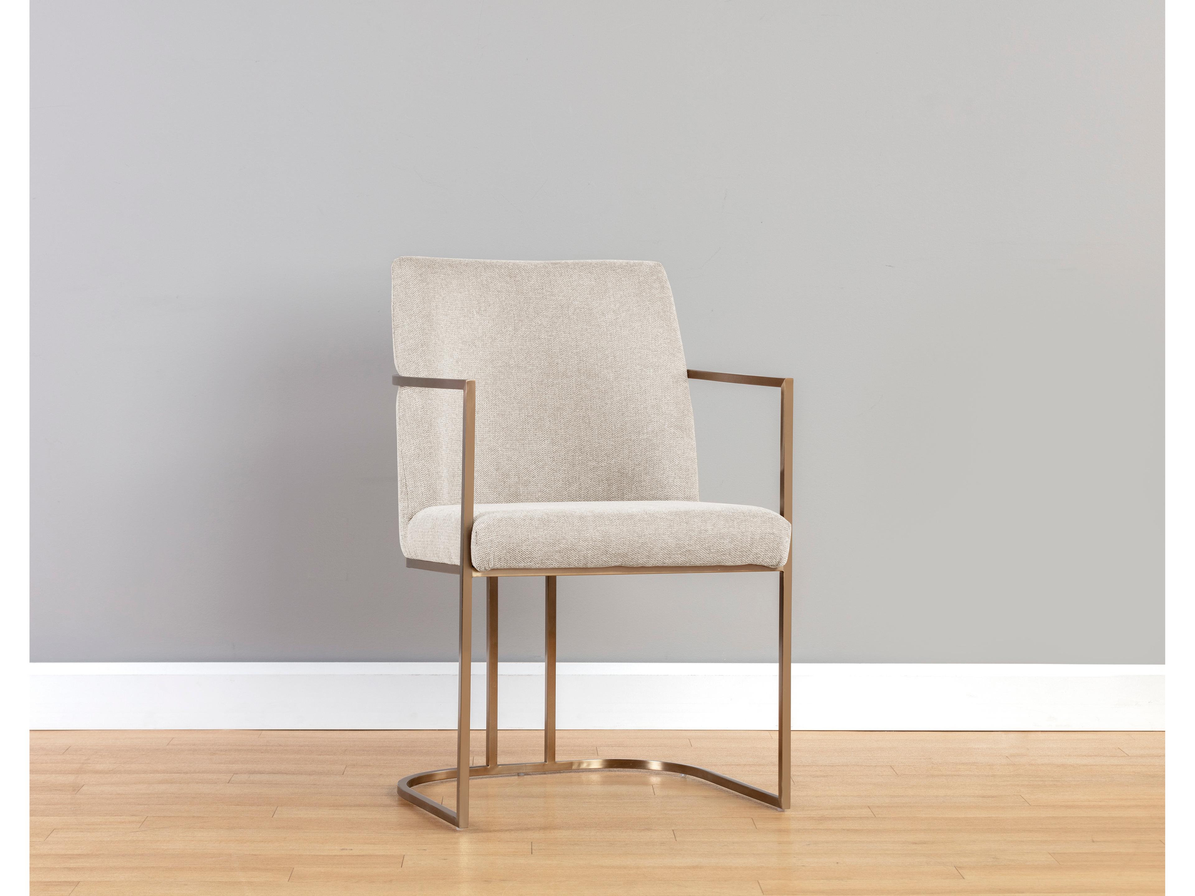 Rayla Beige Upholstered Arm Dining Chair