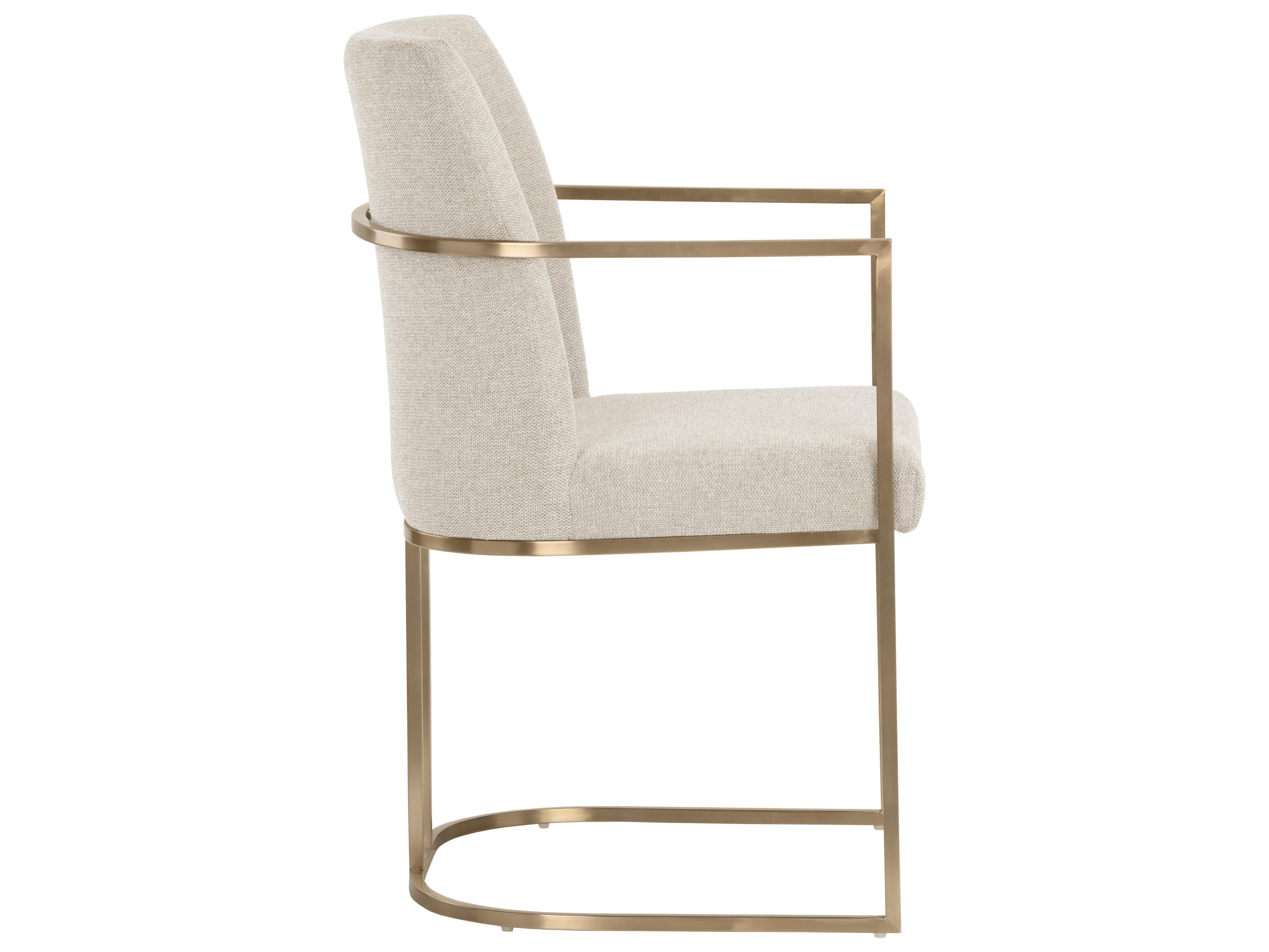 Sunpan Rayla Beige Upholstered Arm Dining Chair