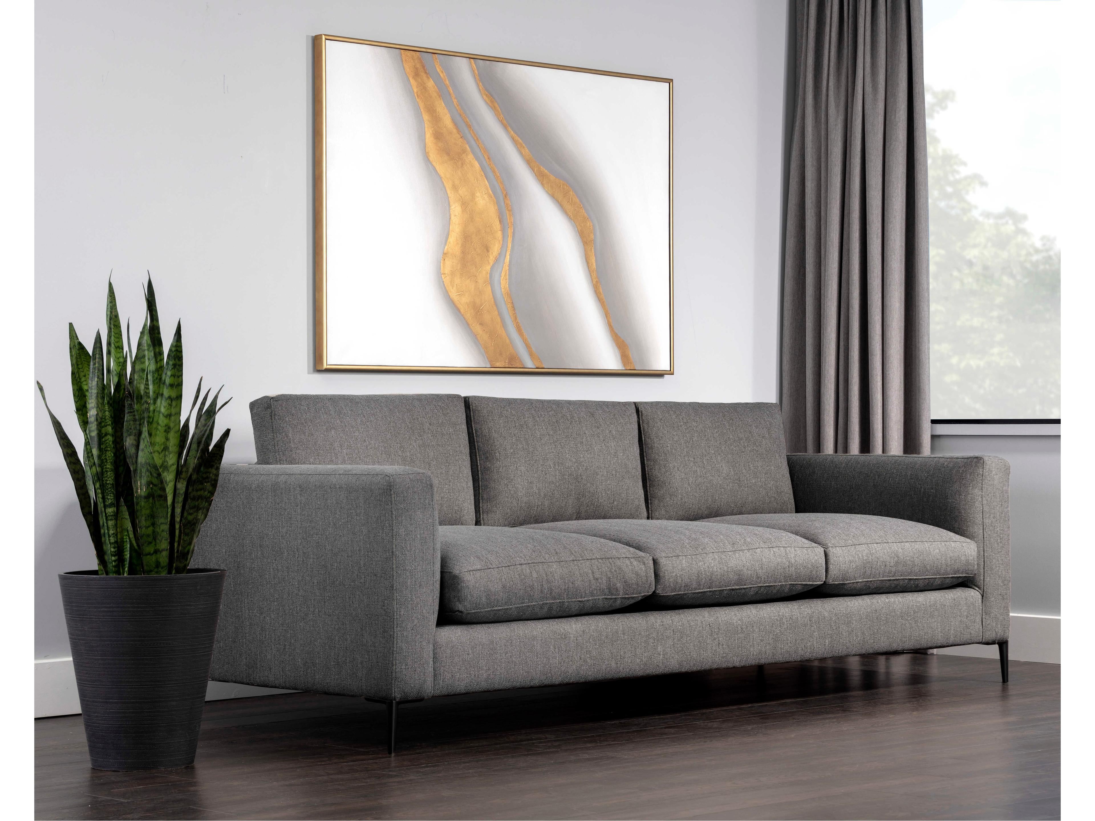 Sunpan Domestic Byward Liv Smoke Black Gray Upholstered Sofa