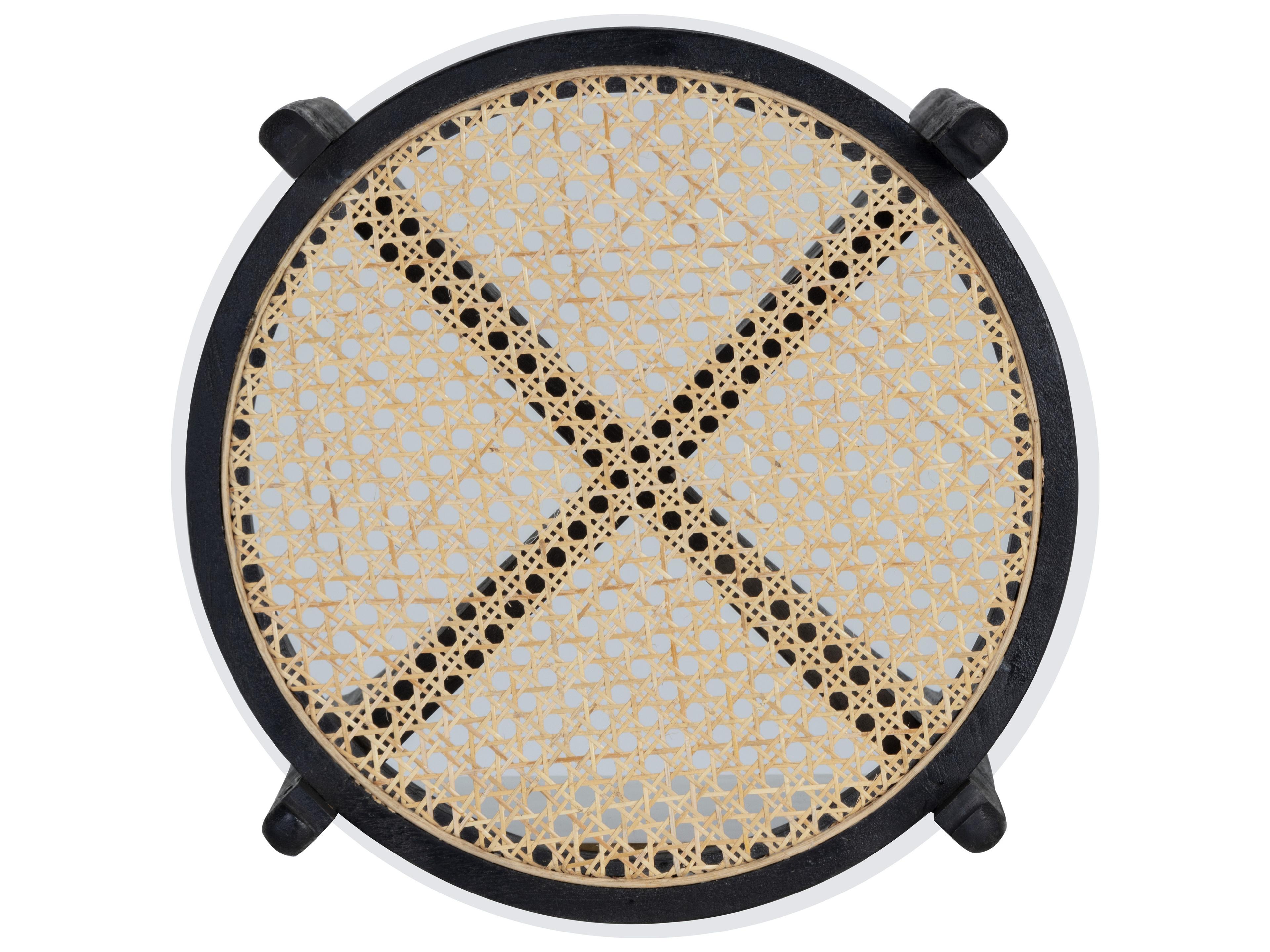 Sunpan Adora Round Glass Clear Black End Table