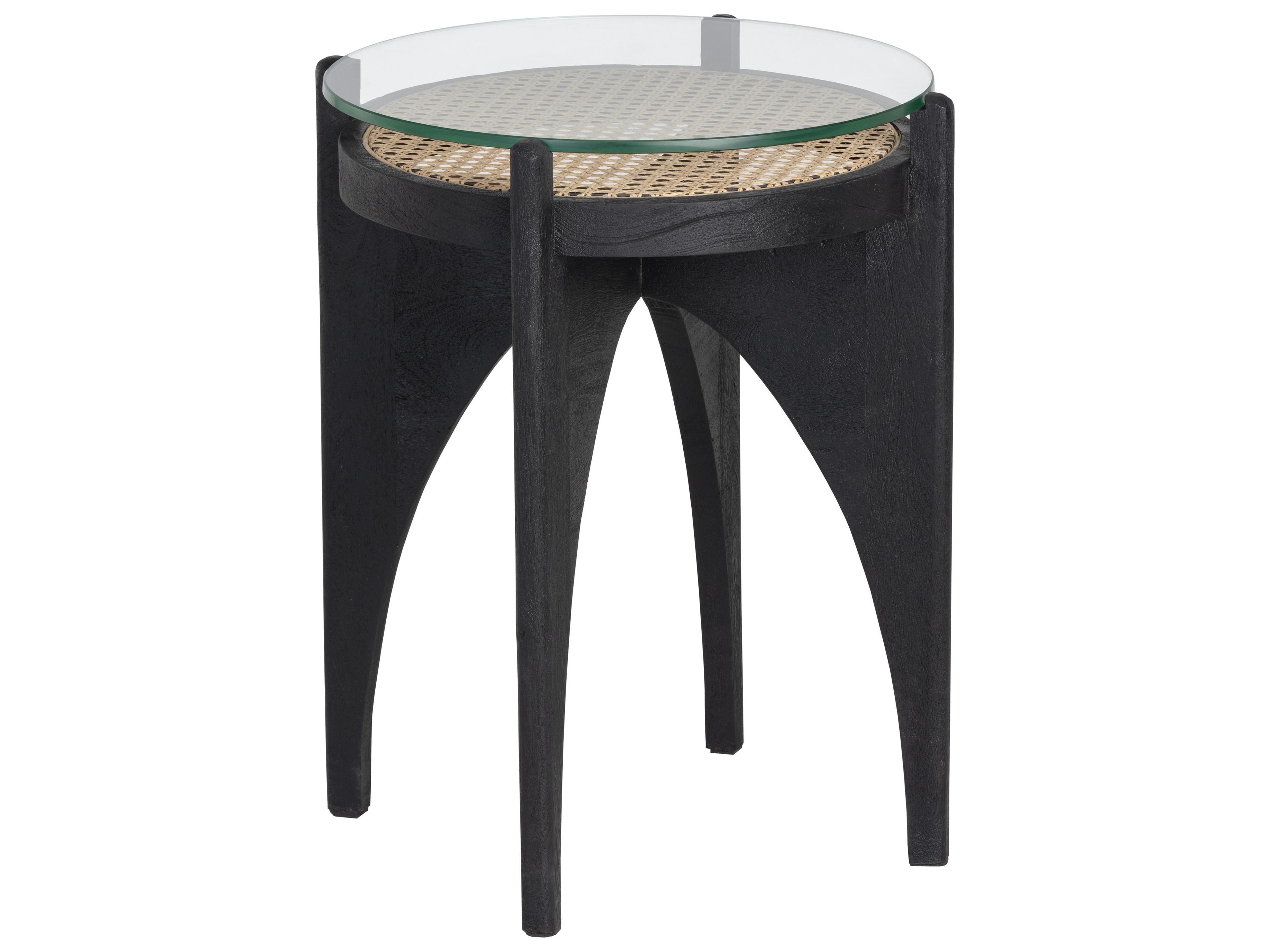 Adora Round Glass Clear Black End Table