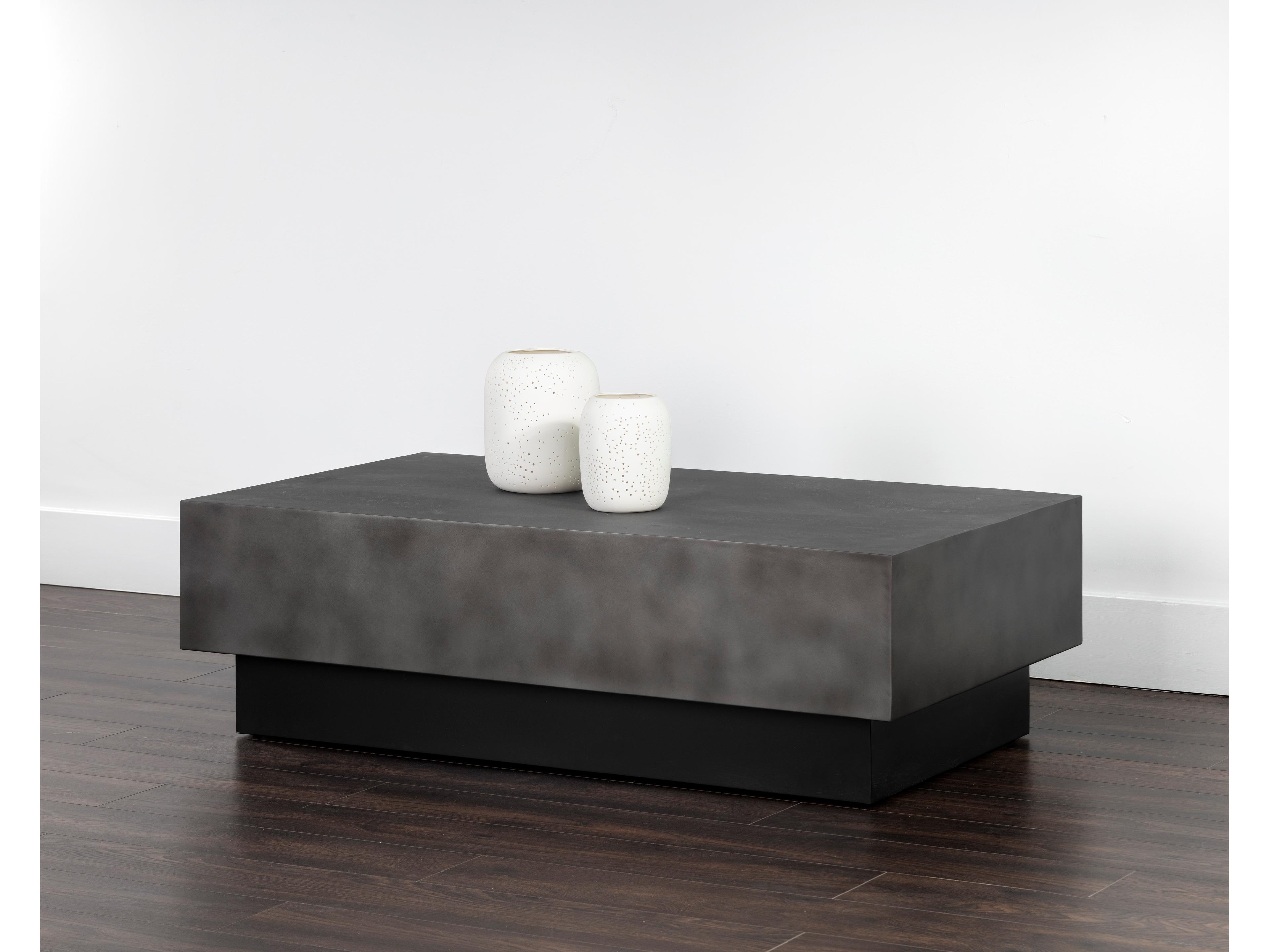 Sunpan Blakely Rectangular Gunmetal Matte Black Coffee Table