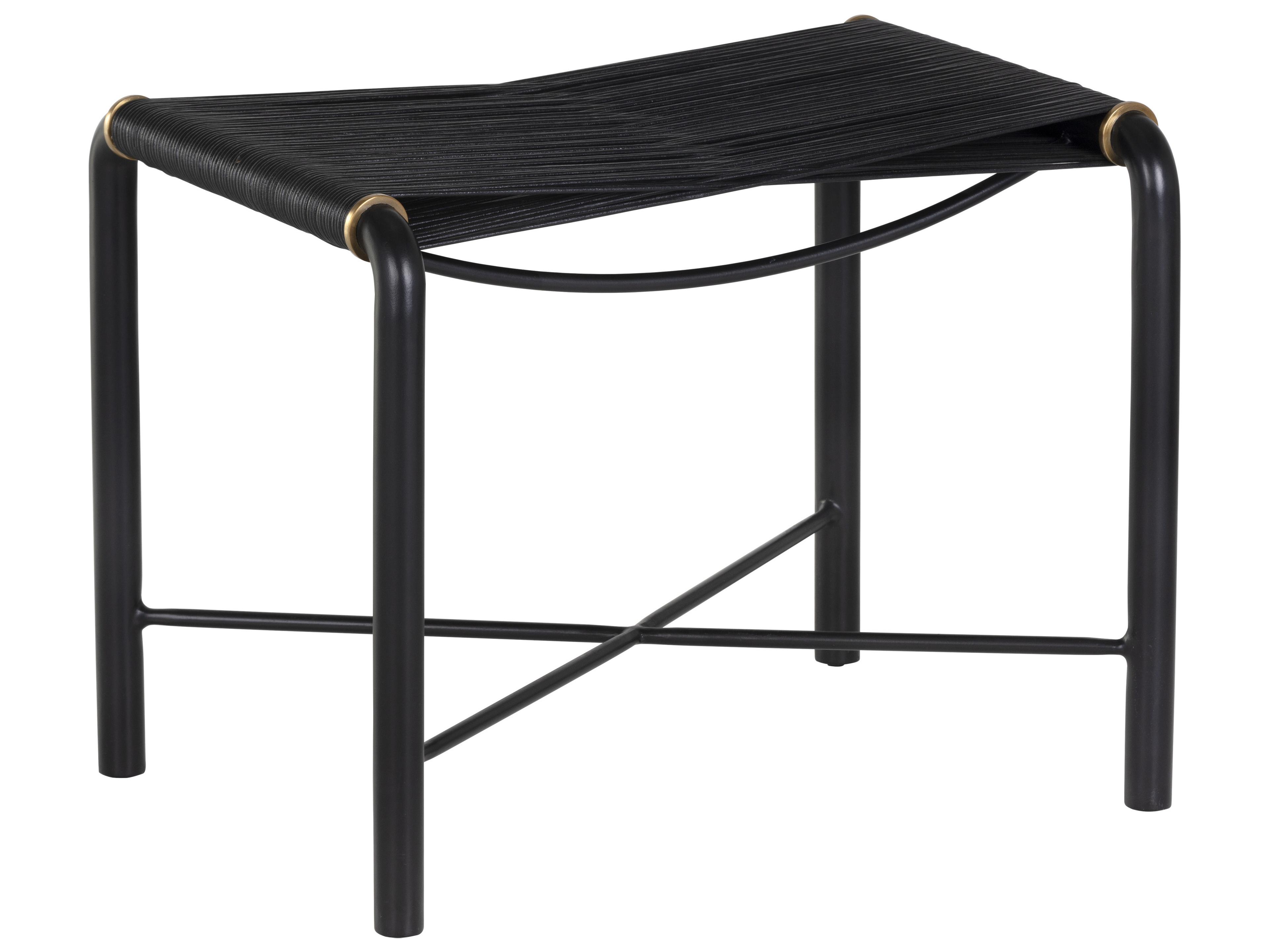 Riz Black Leather Accent Stool