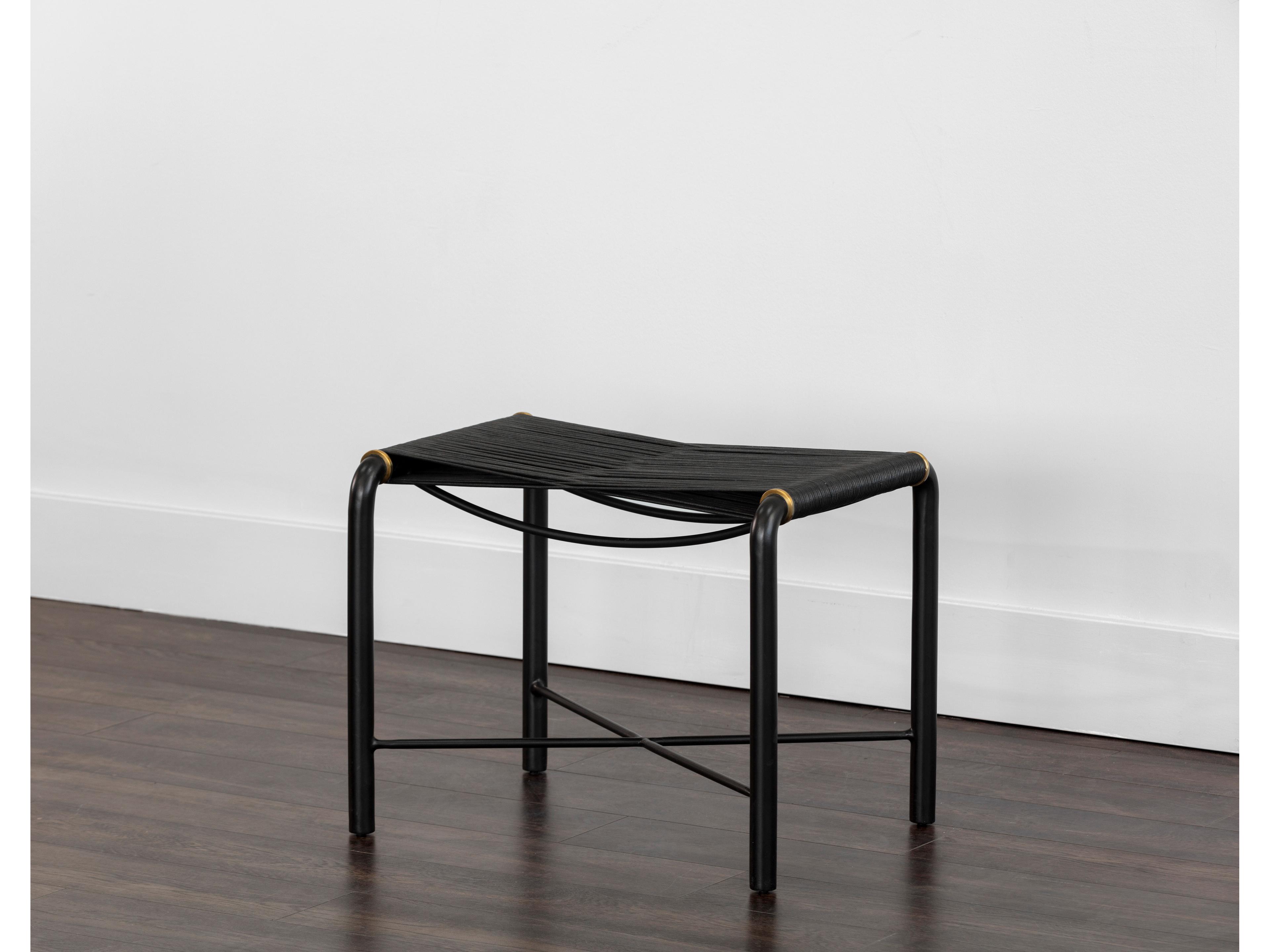 Sunpan Riz Black Leather Accent Stool