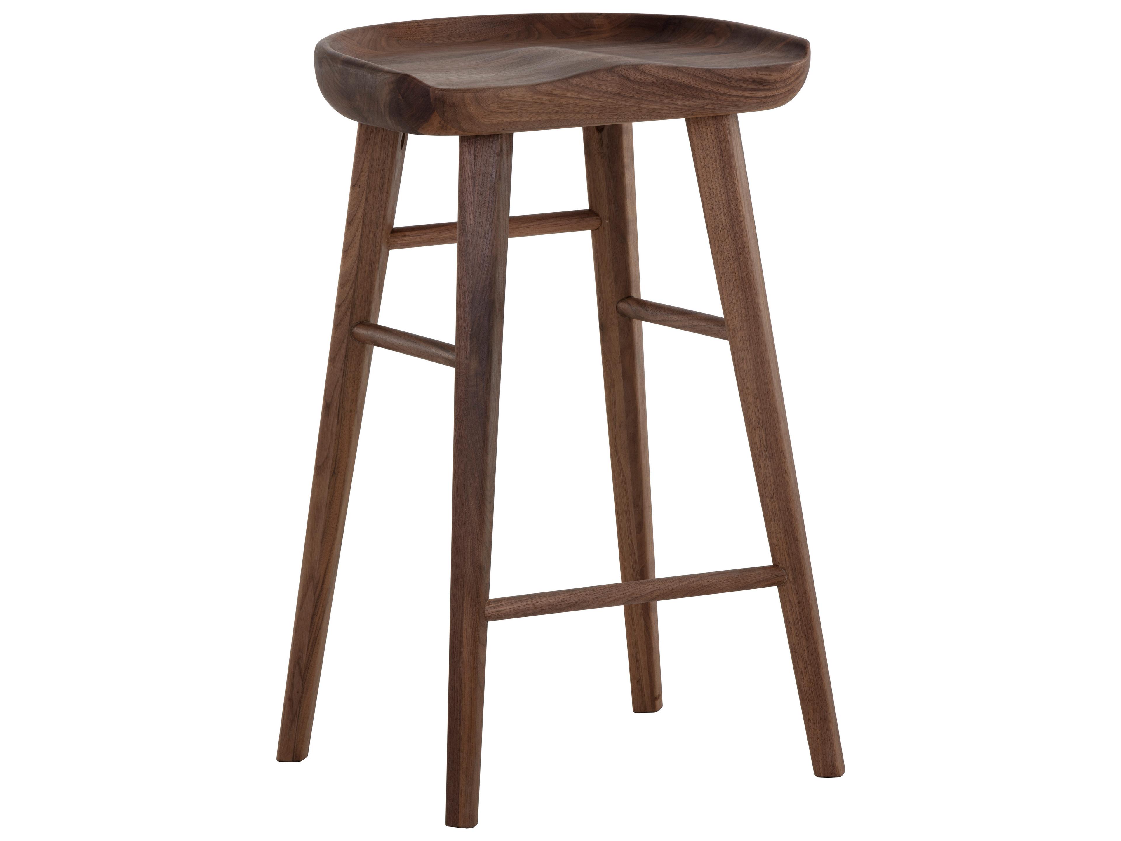 Dominic Walnut Wood Counter Stool