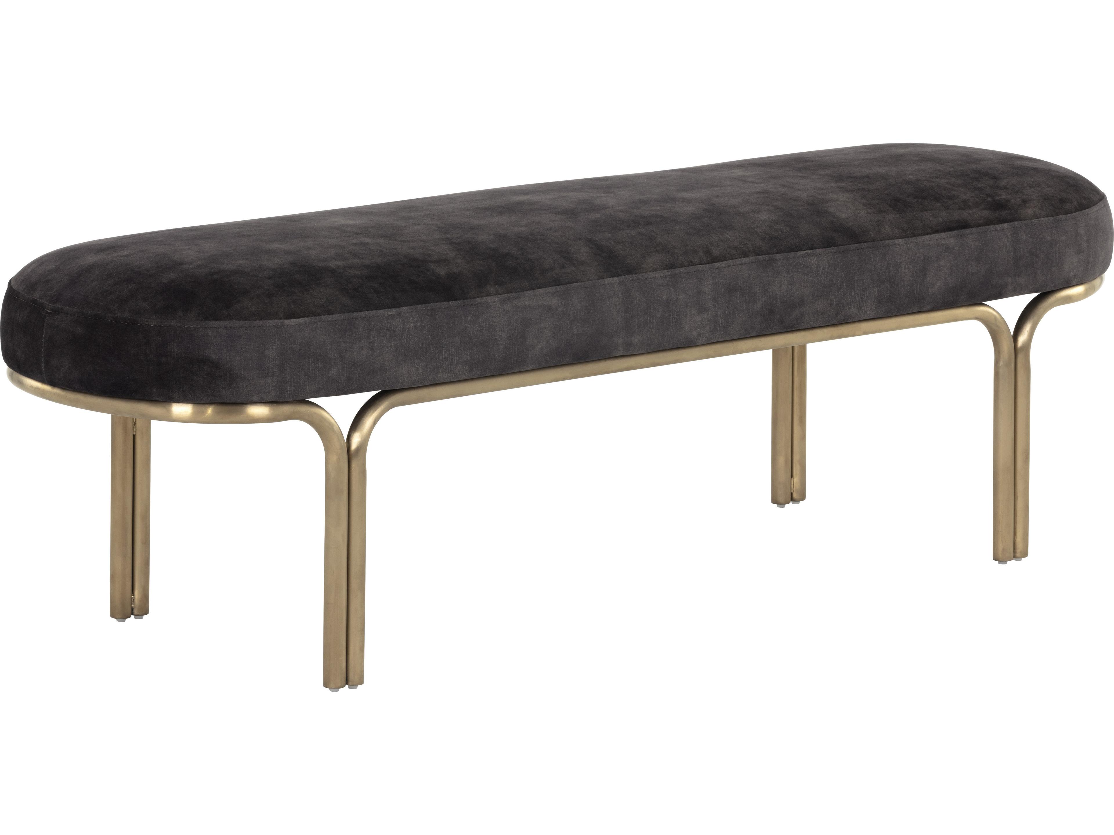 Sunpan Gold Upholstered Accent Bench