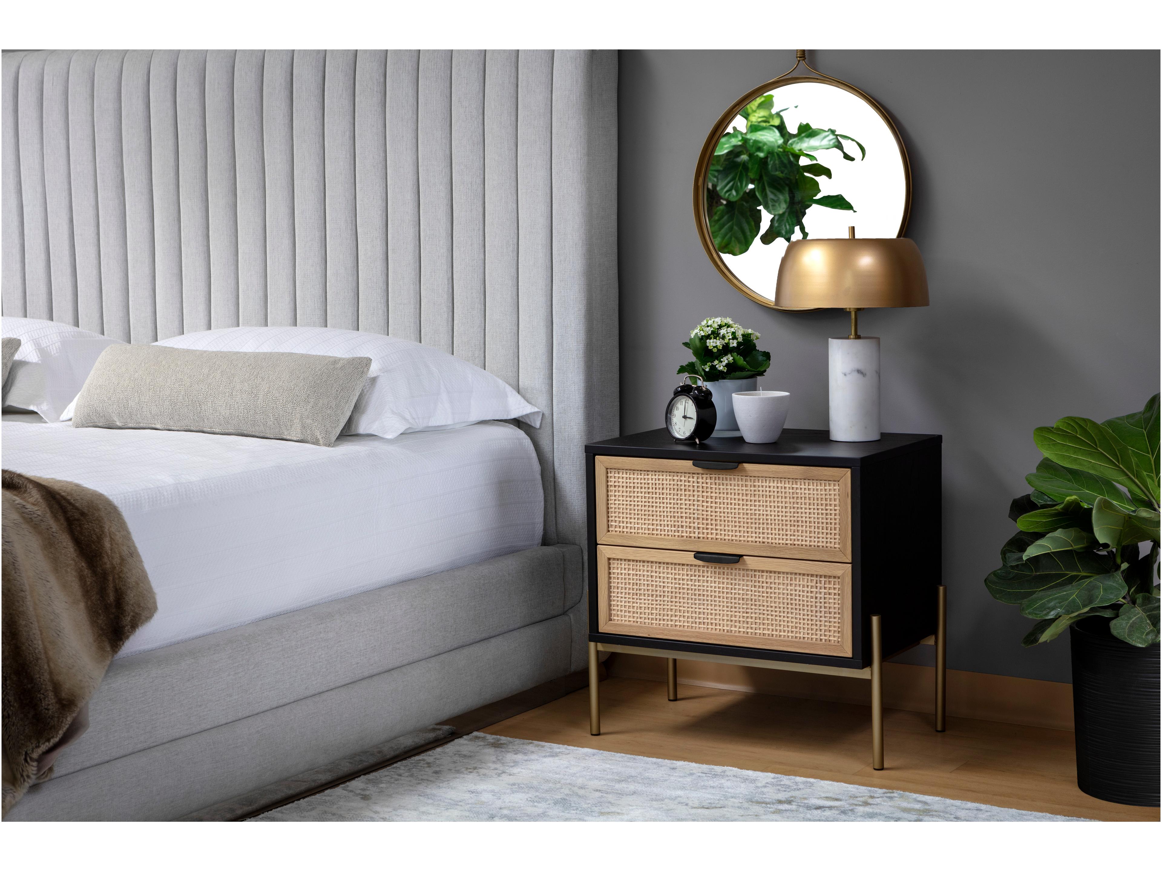 Sunpan Artezia Avida 2-Drawers Oak Wood Nightstand