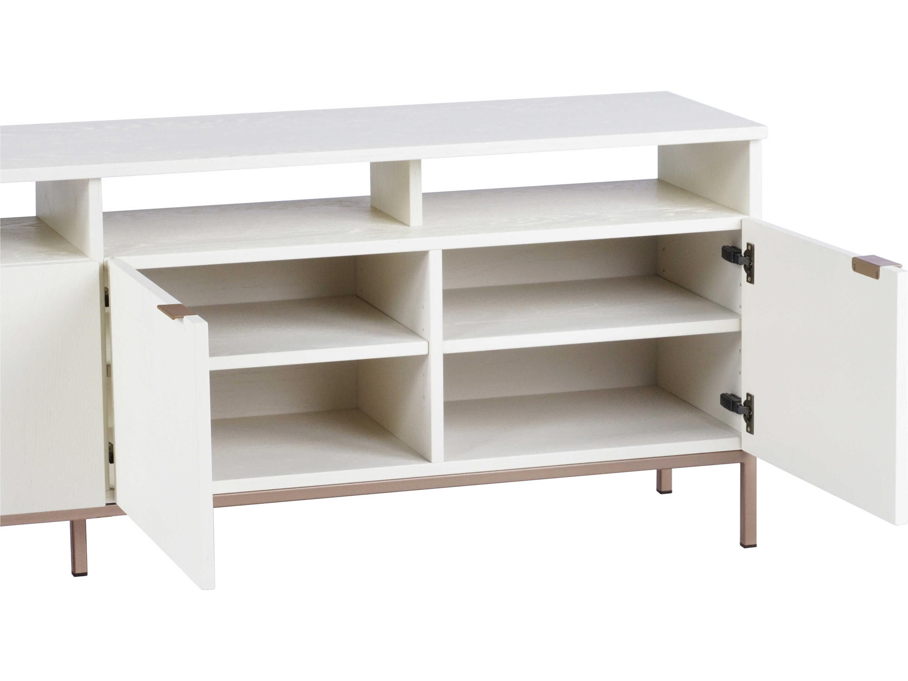 Sunpan Artezia Ambrose 72" Oak Wood Cream Champagne Gold Media Console