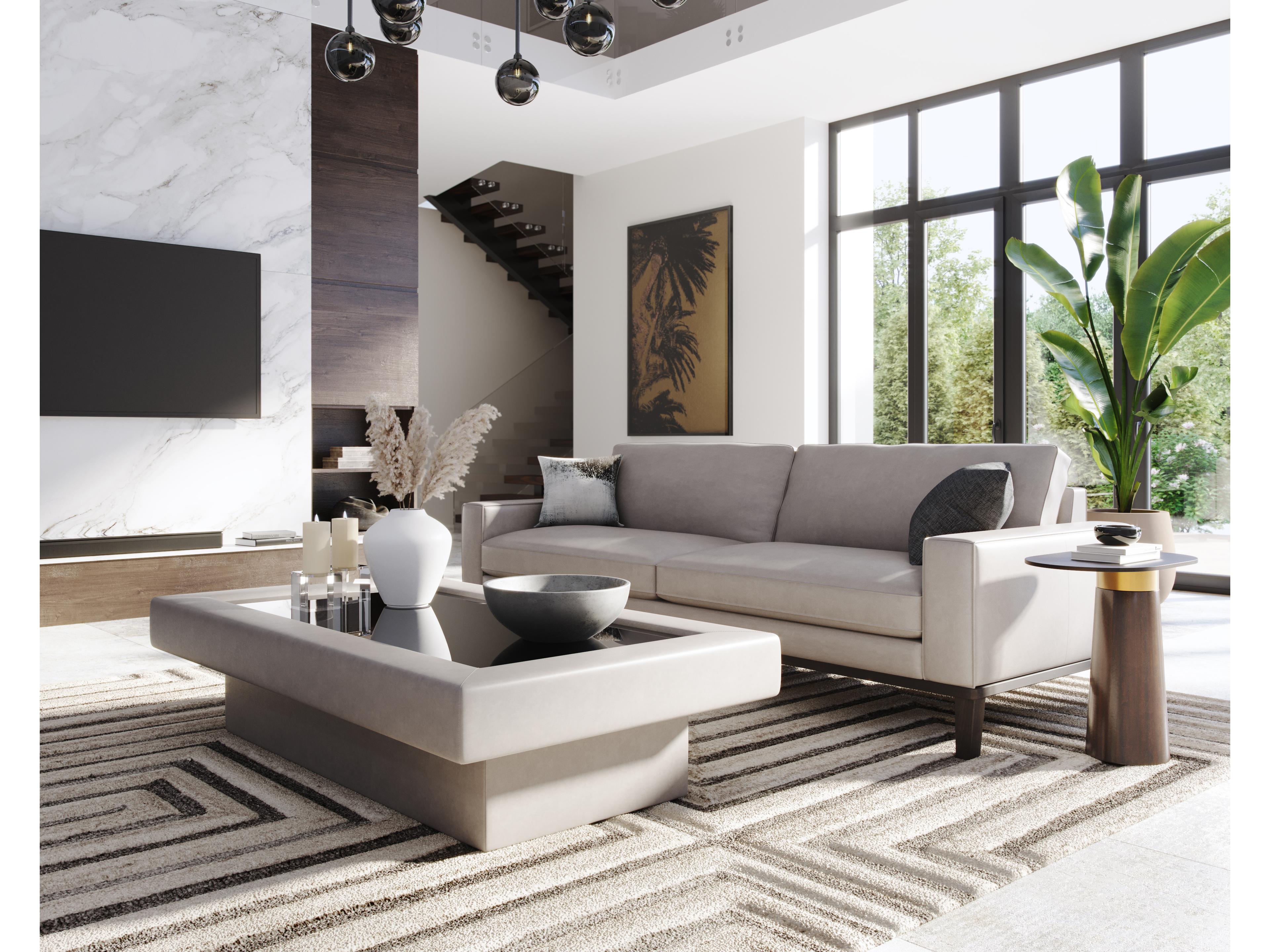 Sunpan Lamont Oval Glass Black Brown End Table