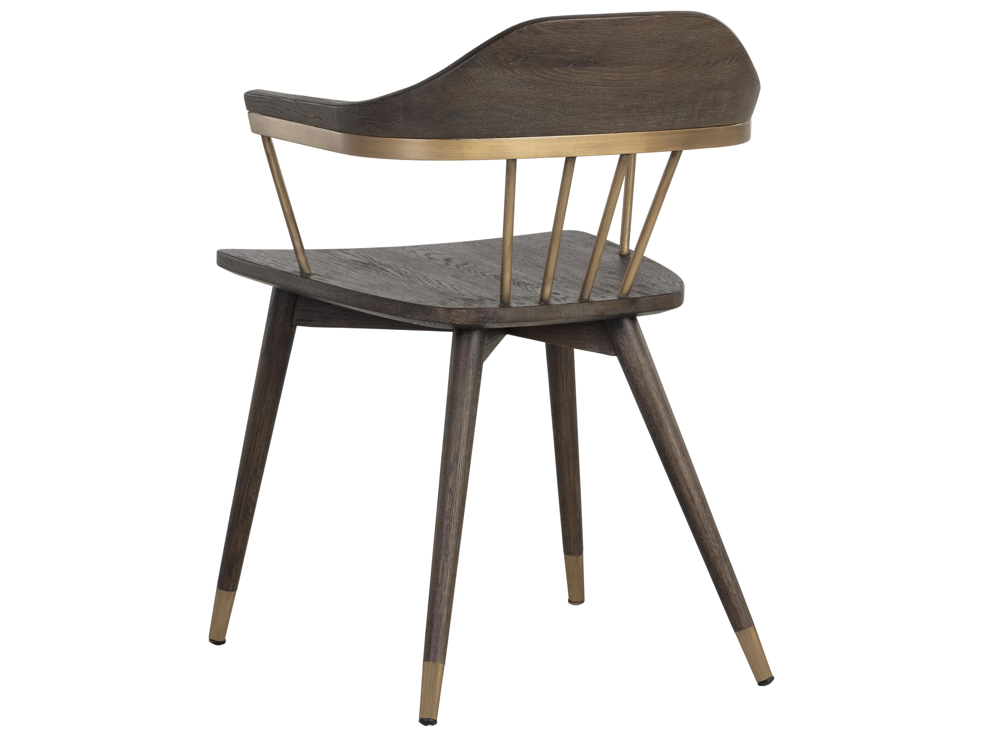 Sunpan Westport Demi Oak Wood Brown Arm Dining Chair