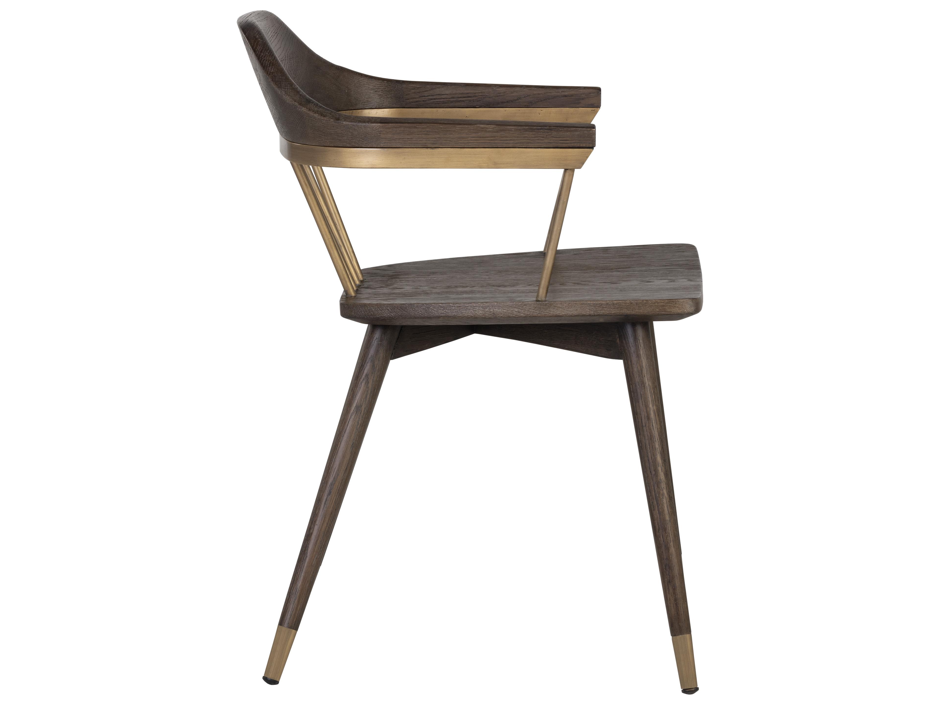 Sunpan Westport Demi Oak Wood Brown Arm Dining Chair