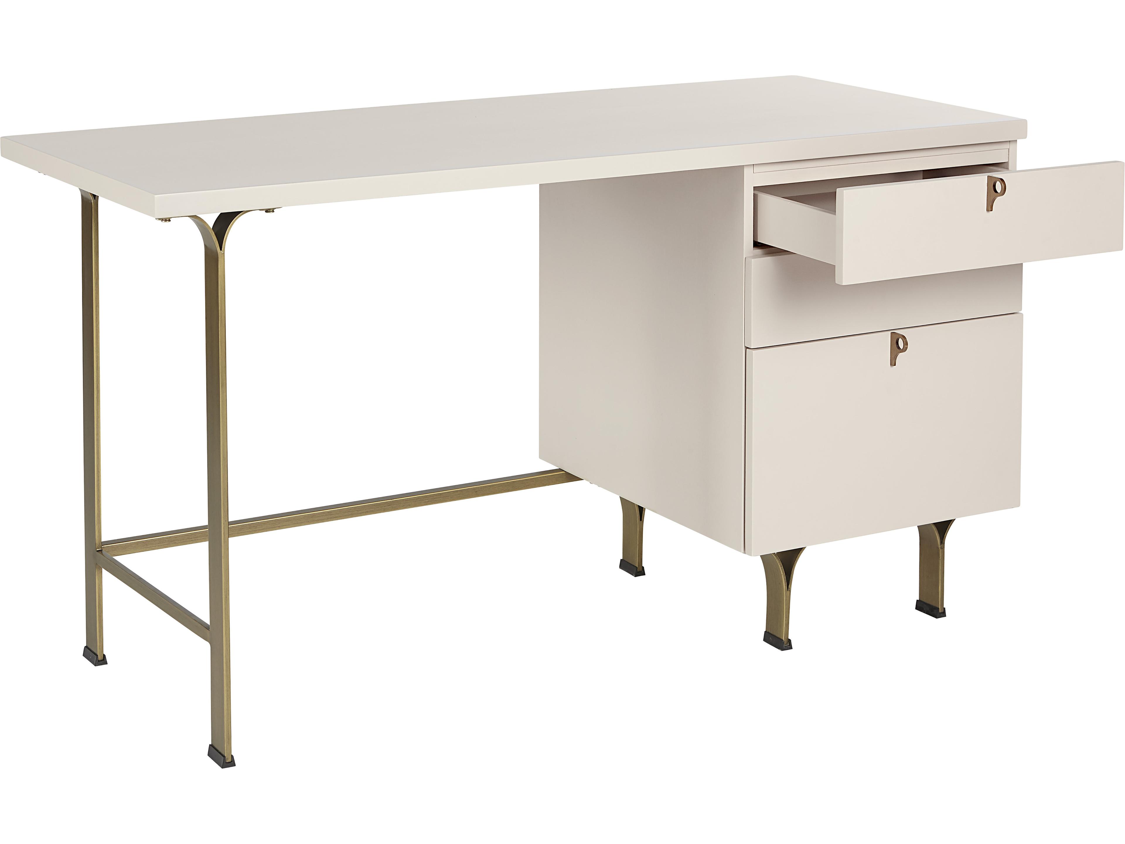 Sunpan Zenn Celine Cream Antique Brass White Acacia Wood Secretary Desk