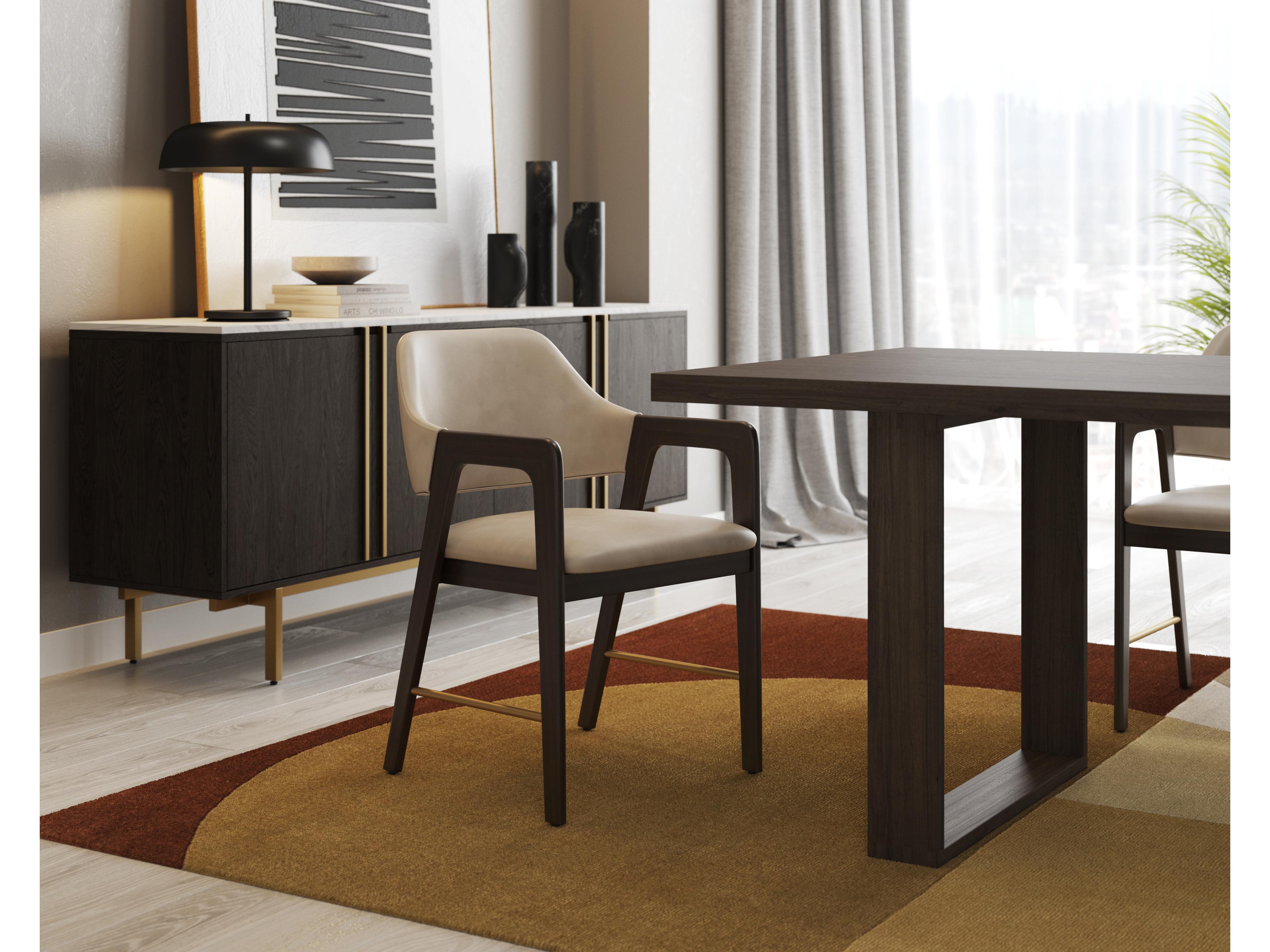 Sunpan Mixt Briar 78" Oak Wood White Antique Brass Sideboard