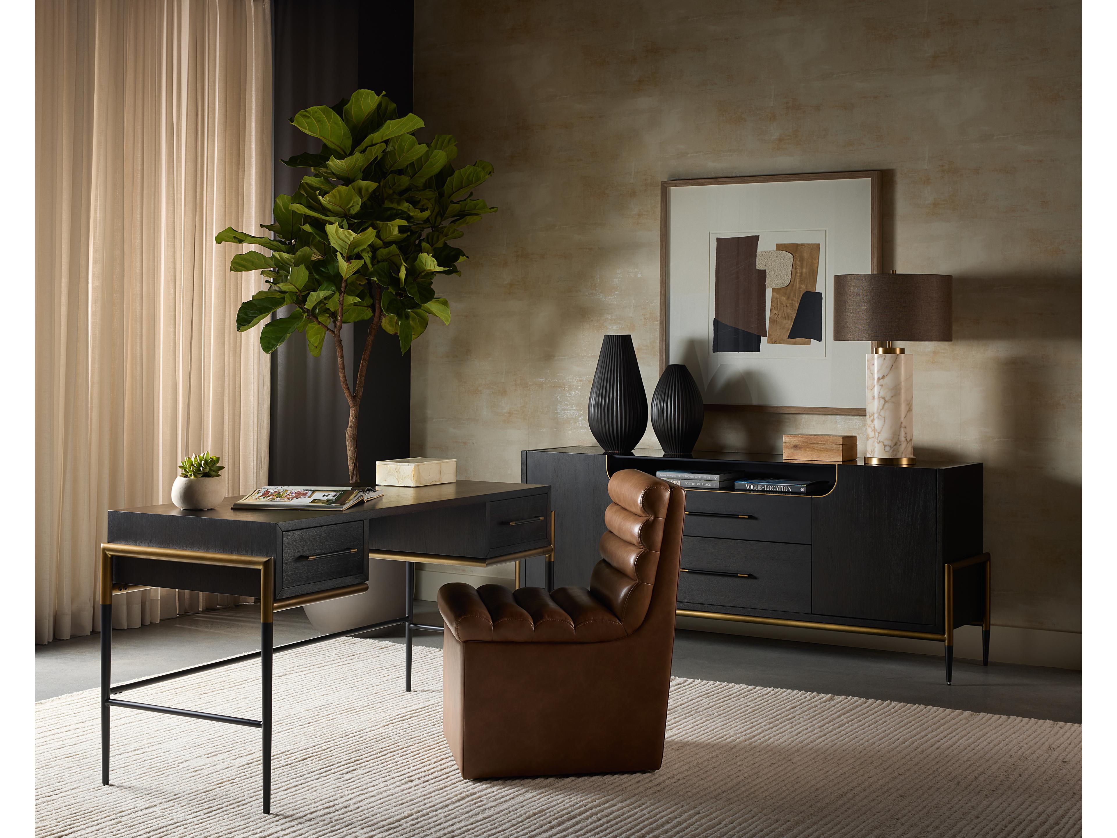 Sunpan Weldrick Espresso Black Acacia Wood Secretary Desk