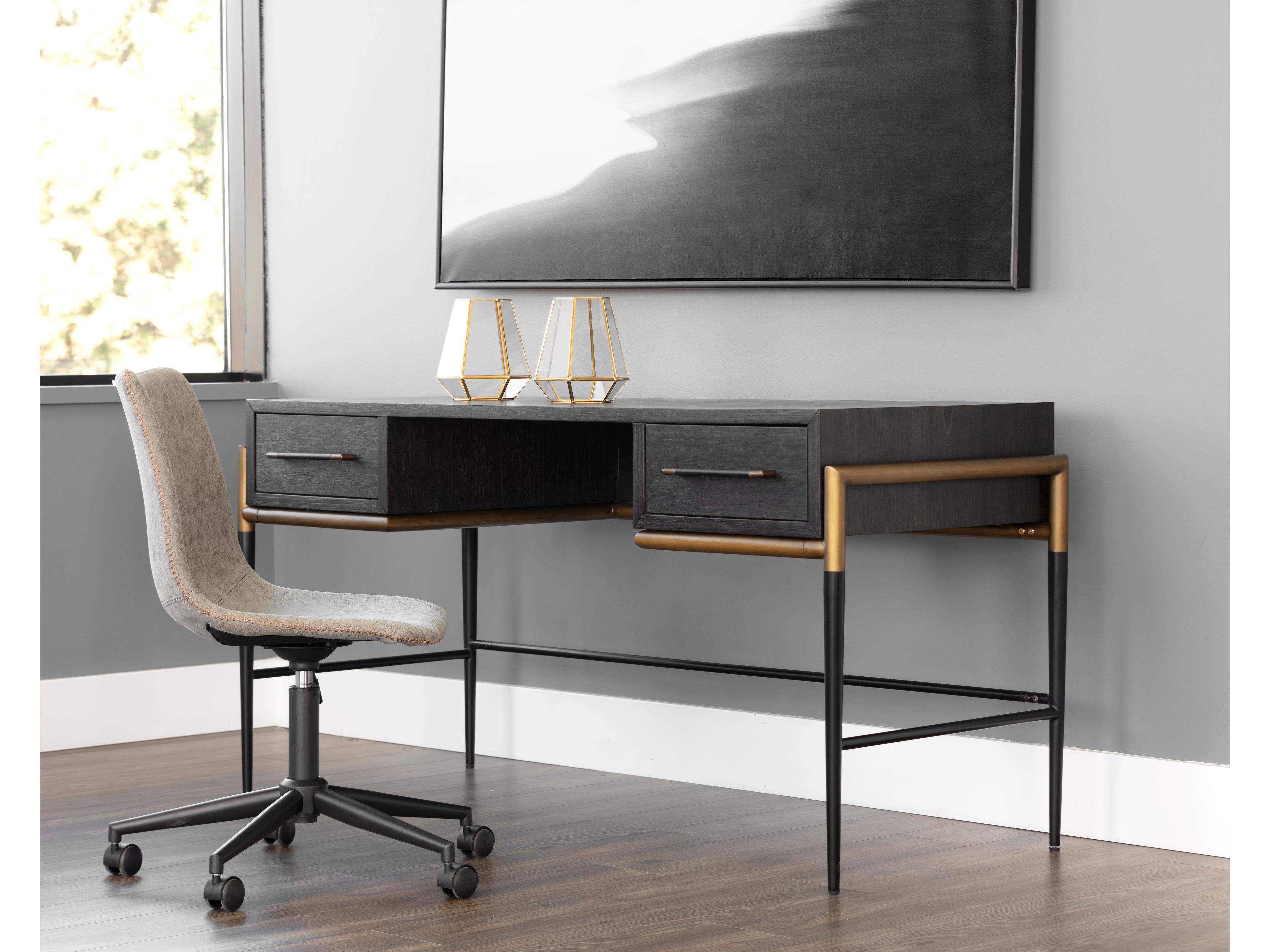 Sunpan Weldrick Espresso Black Acacia Wood Secretary Desk