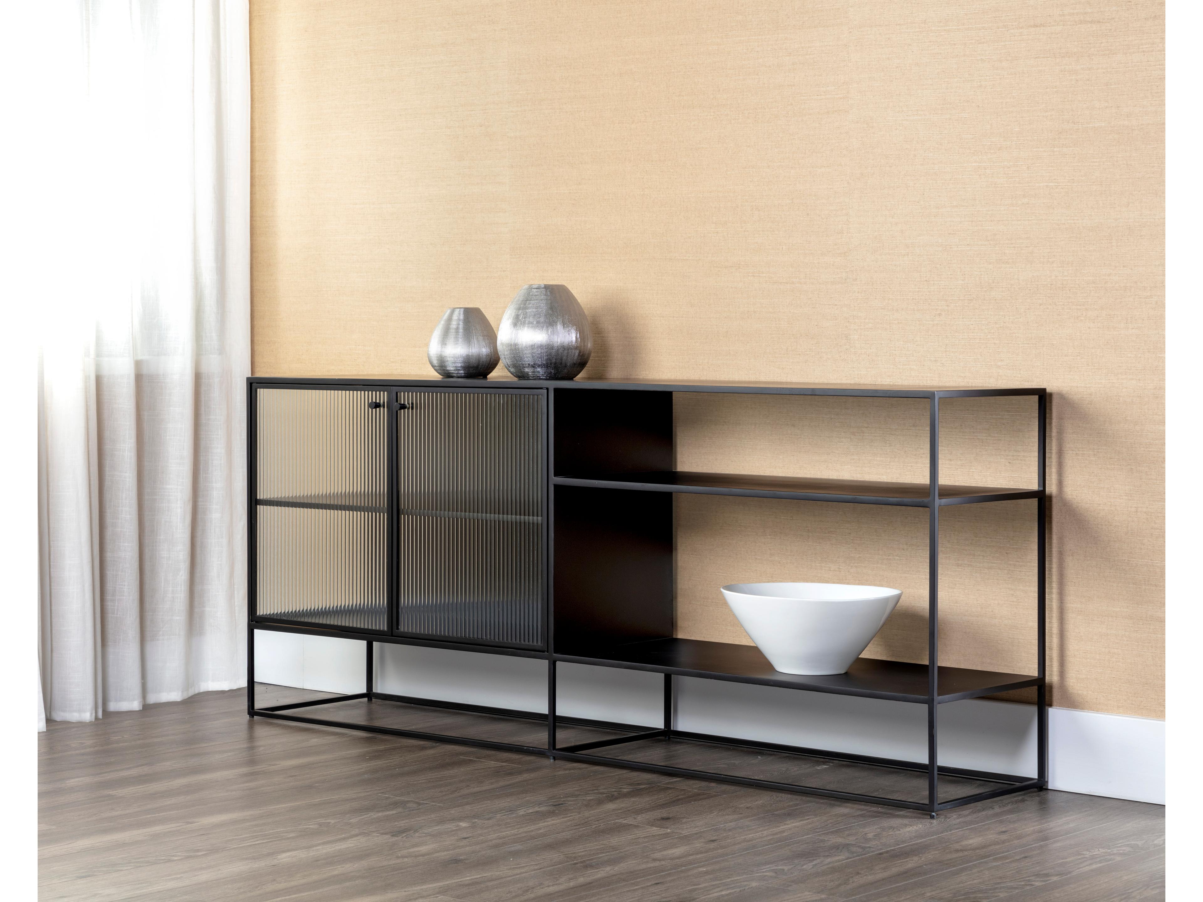 Sunpan Parsons 71" Clear Matte Black Sideboard