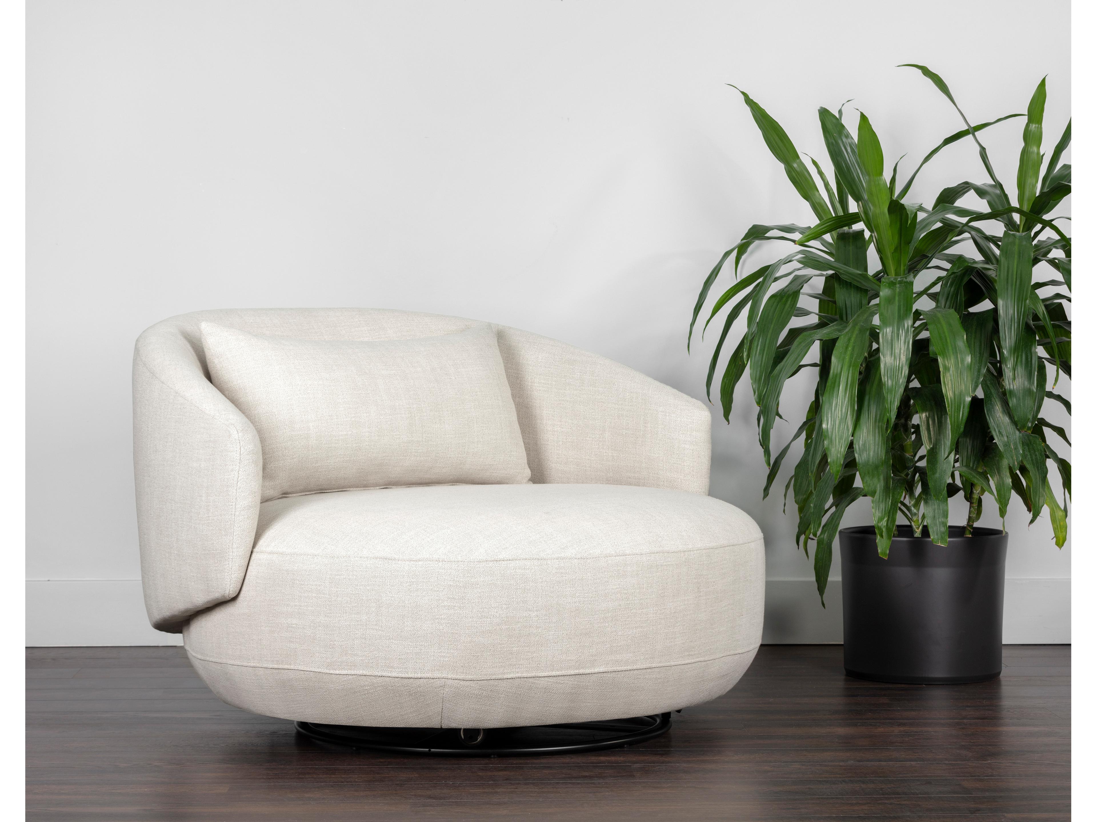 Sunpan Walsh Swivel White Accent Chair