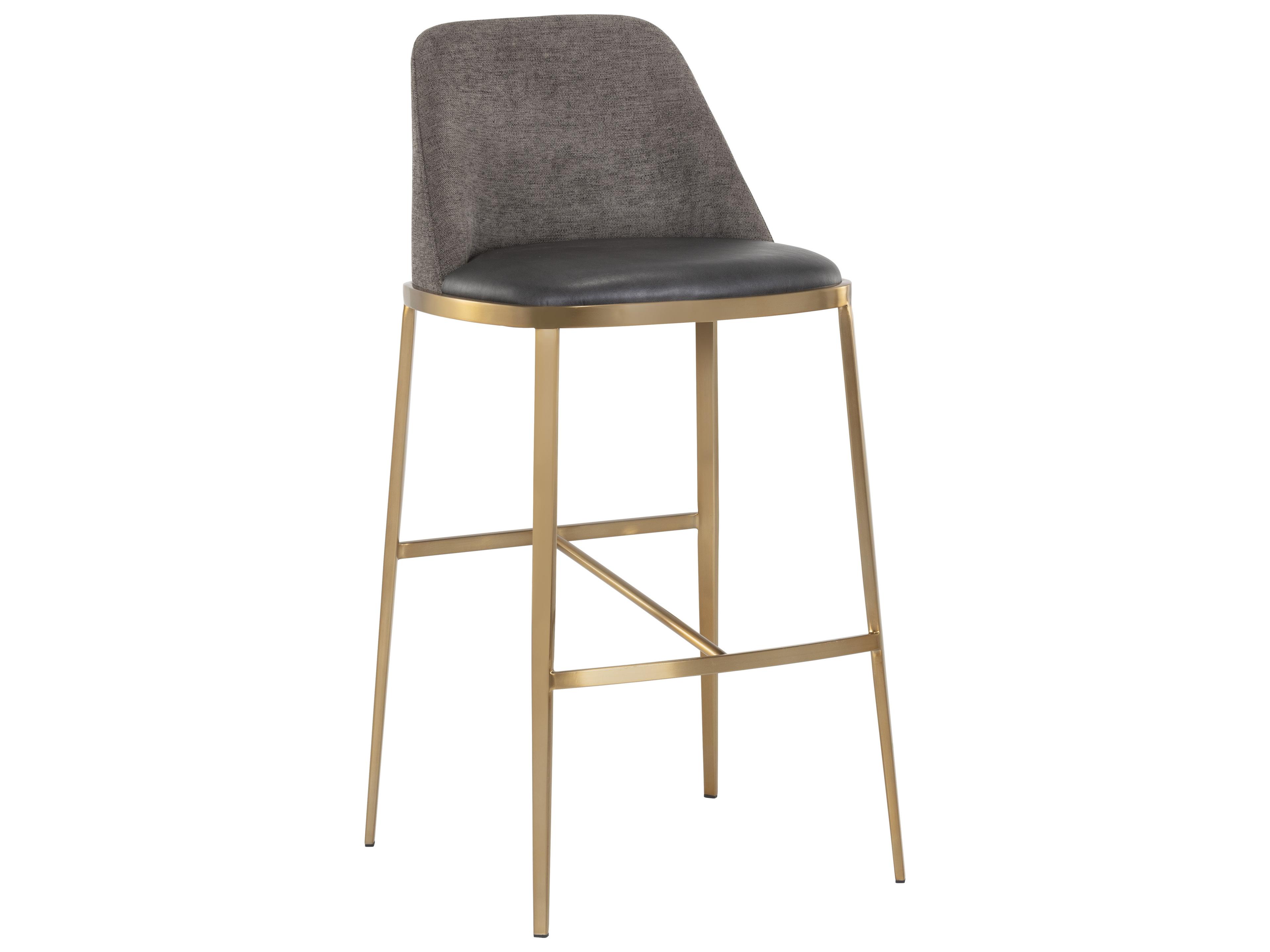 Ikon Dover Upholstered Bravo Portabella Sparrow Grey Gold Bar Stool