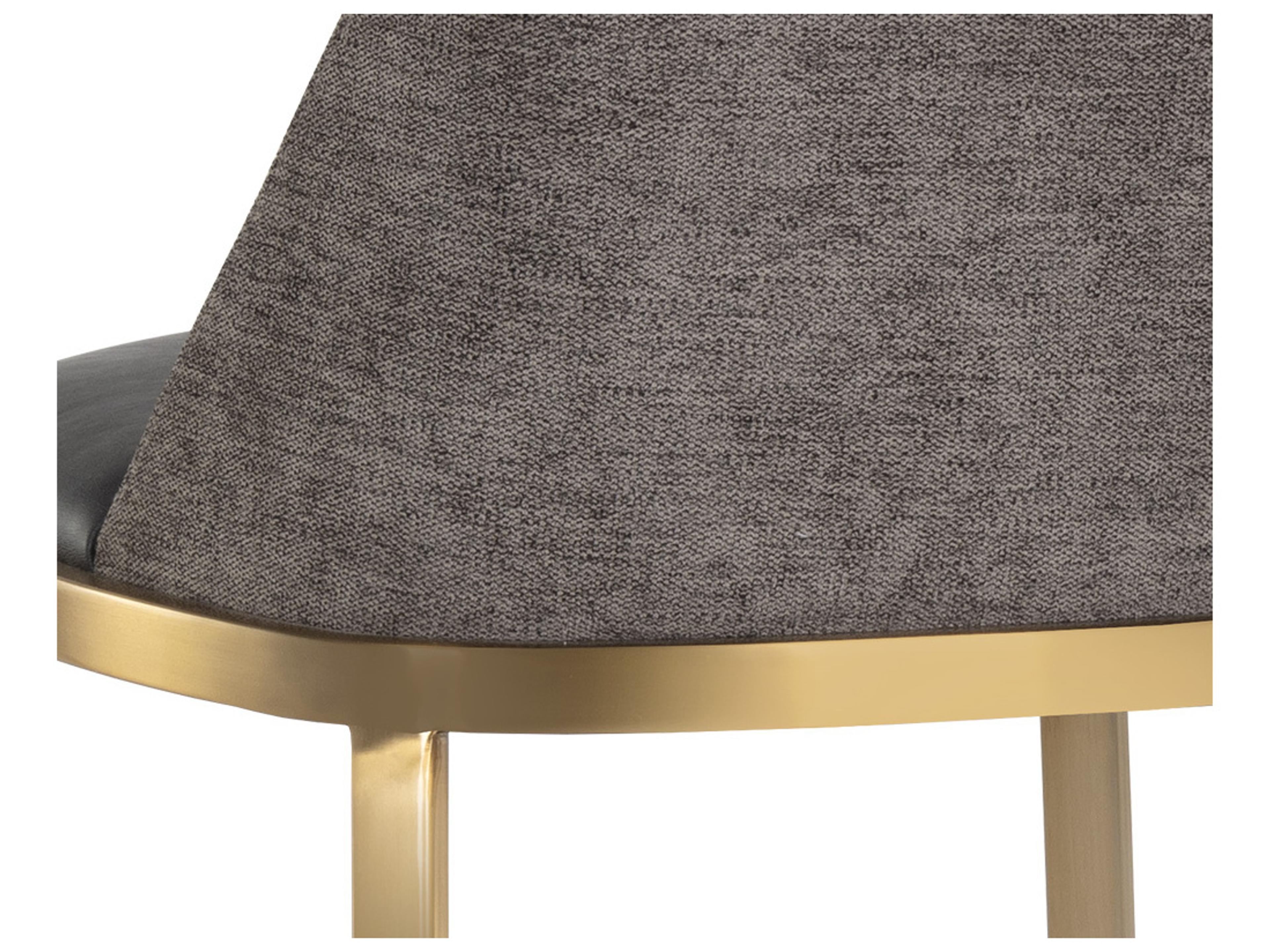 Sunpan Ikon Dover Upholstered Bravo Portabella Sparrow Grey Gold Bar Stool